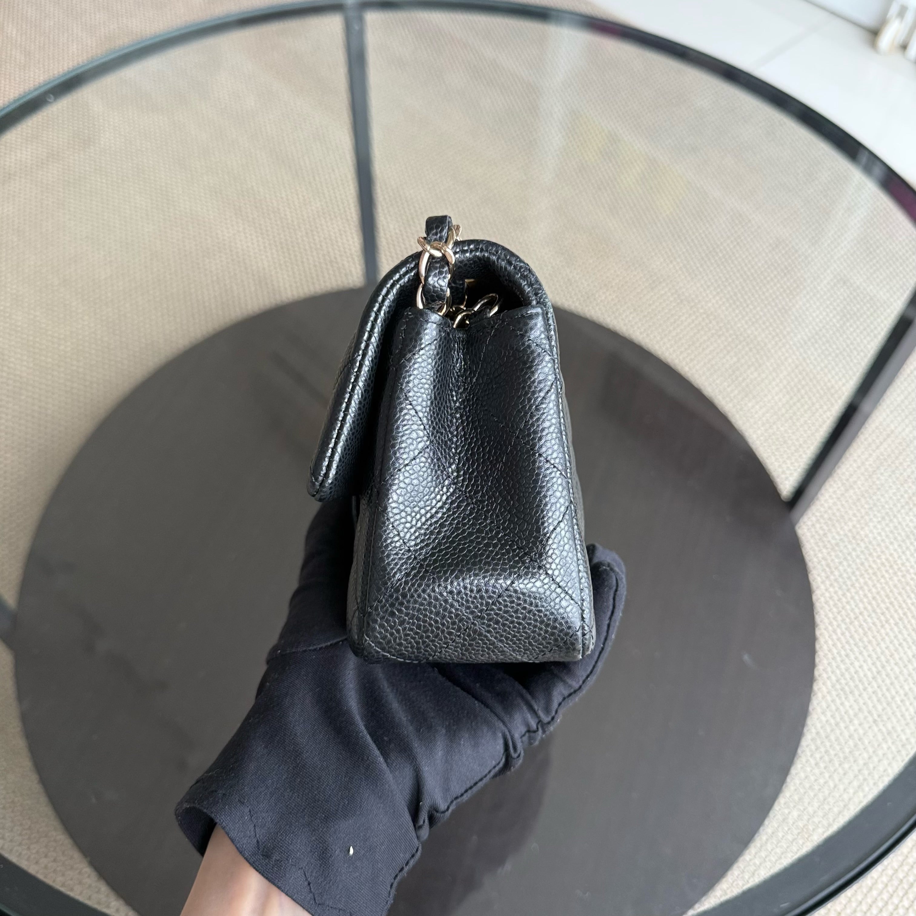 Chanel Caviar Mini Rectangle Classic Flap - 20CM Quilted Black Golden Hardware Series 25