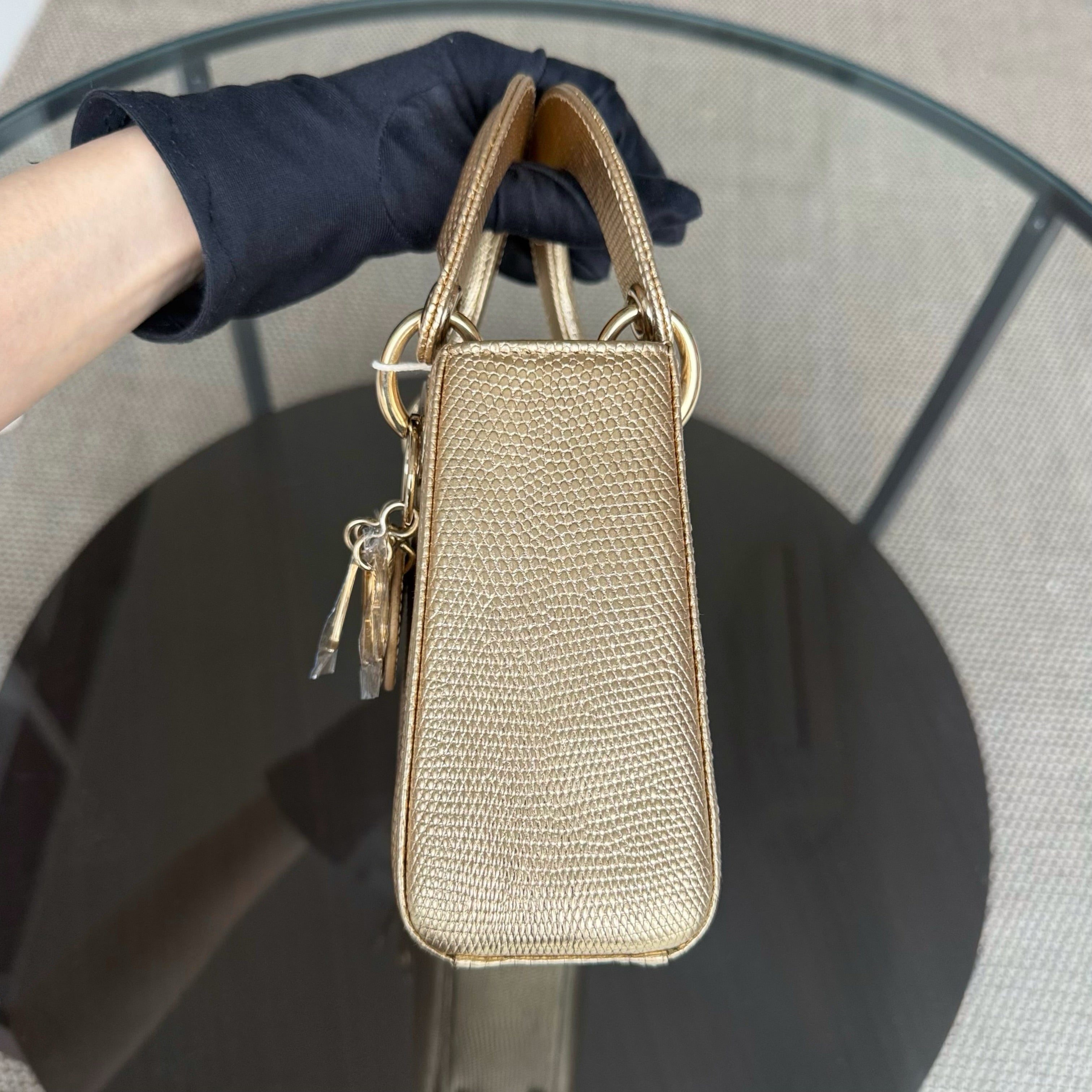 Dior Lady Mini - Exotic Lizard Gold Gold Hardware