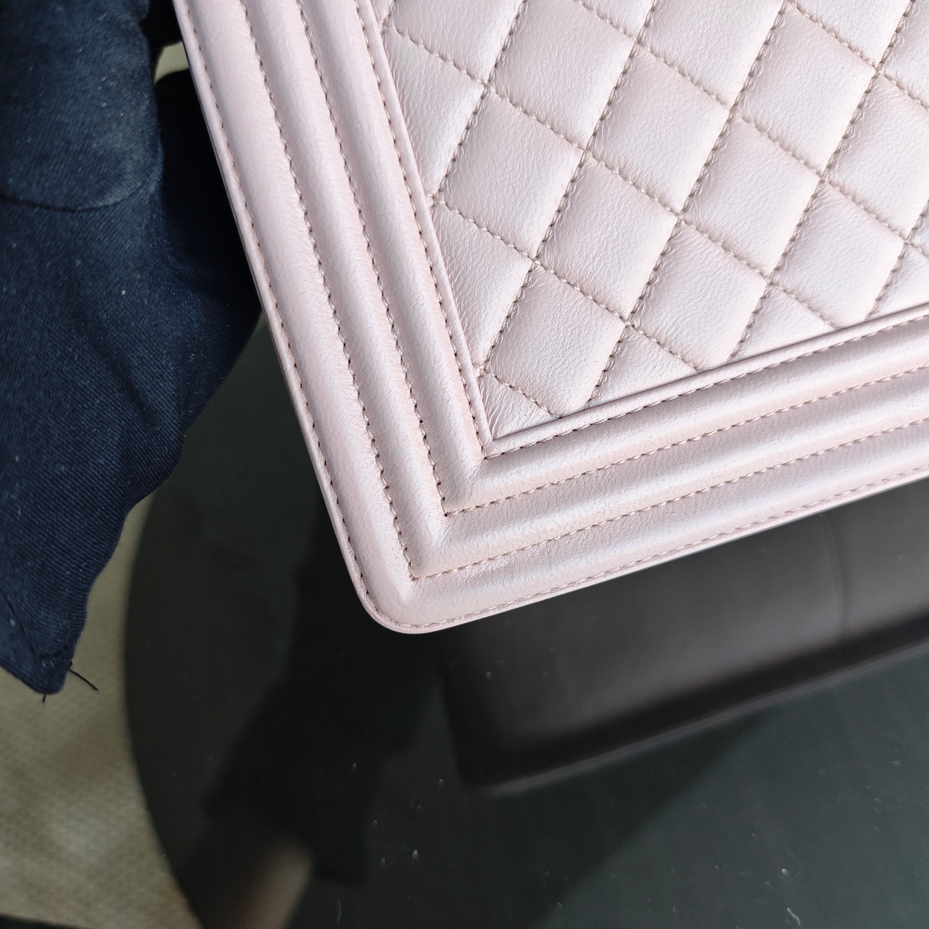 Chanel Boy Medium - Quilted Lambskin Light Sakura Pink Ruthenium Silver Hardware Series 23
