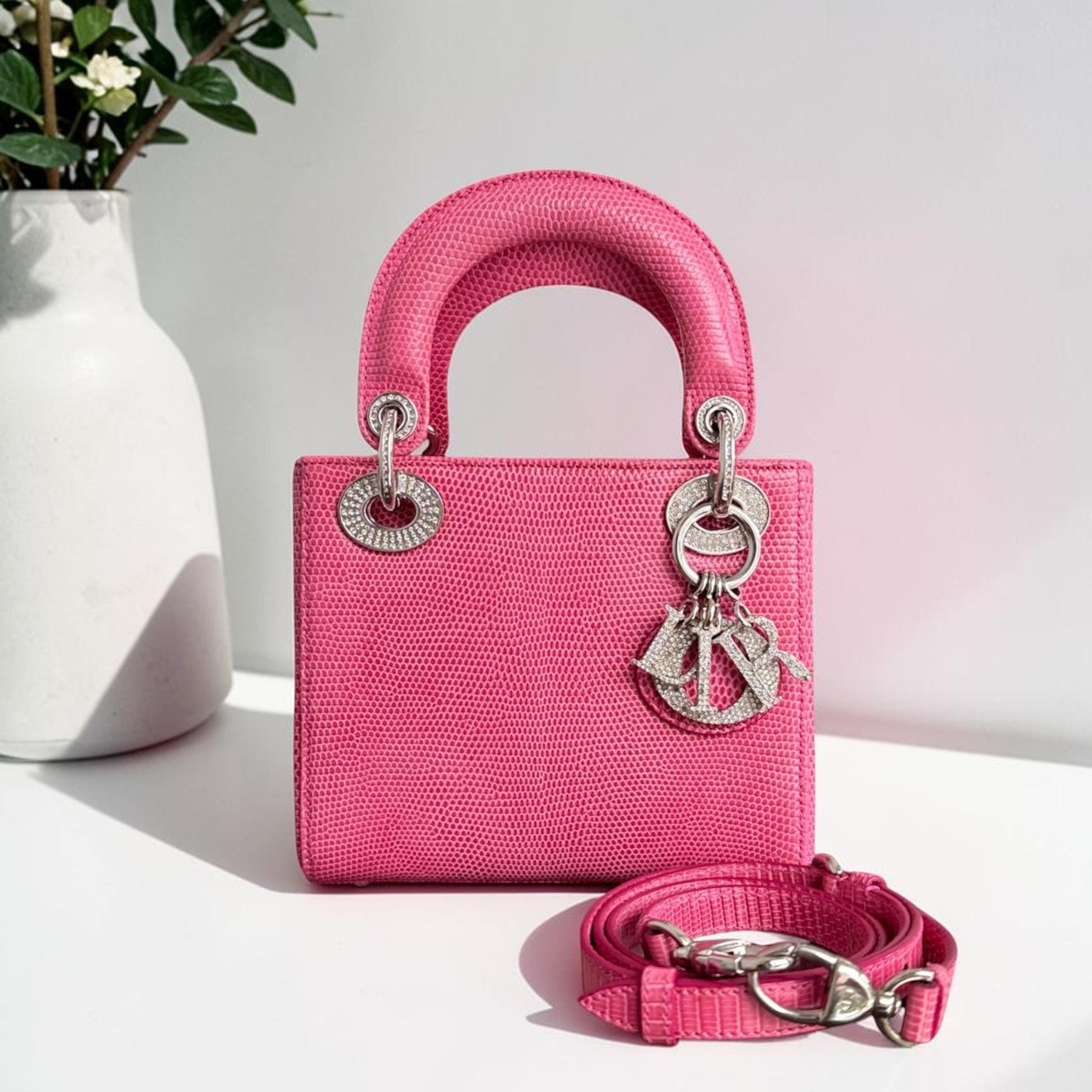 Dior Lady Mini - Exotic Lizard Limited Edition Swarovski Crystal Silver Hardware