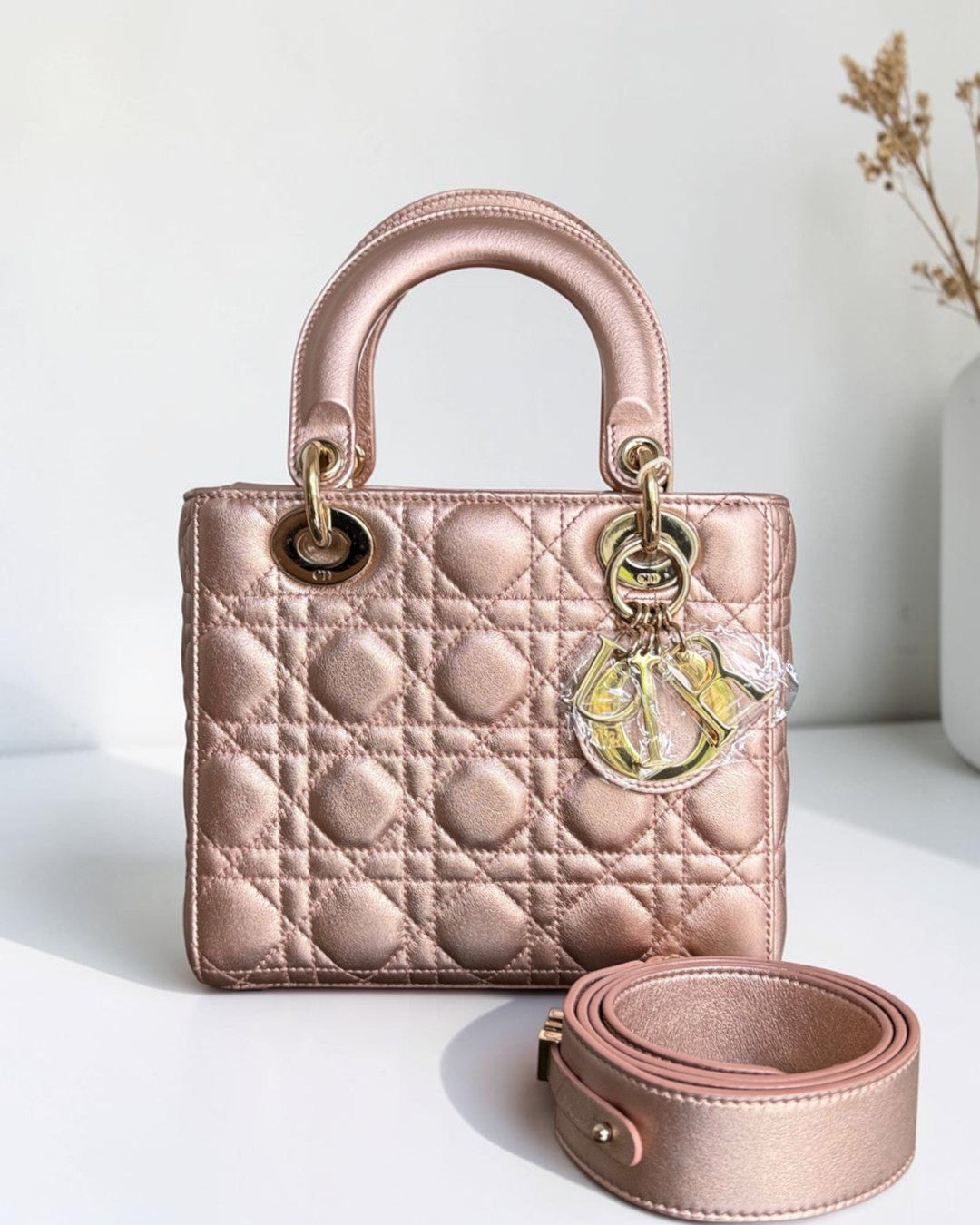 Dior Lady Small Flap ABC - Cannage Calfskin Rose Gold Gold Hardware MyABC