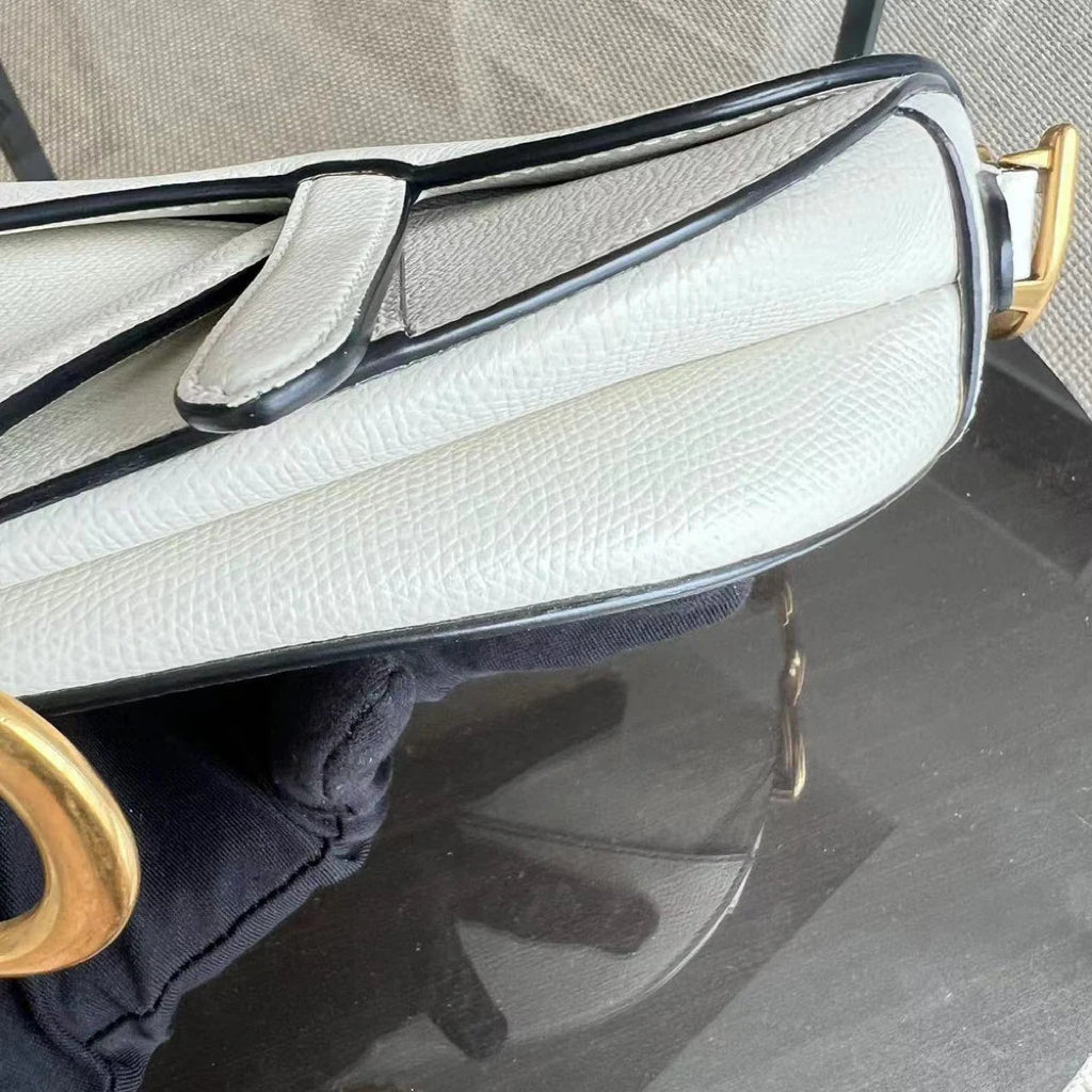*With Strap, Caviar* Dior Saddle Small 21CM Caviar White GHW