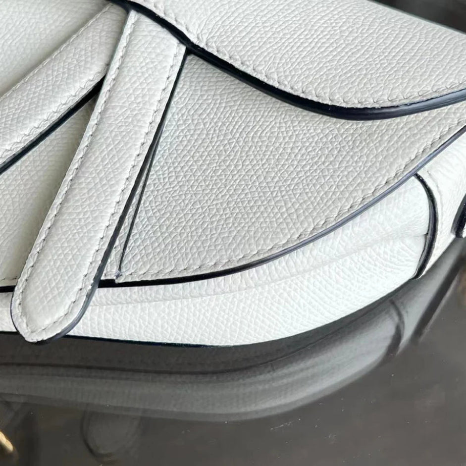 *With Strap, Caviar* Dior Saddle Small 21CM Caviar White GHW