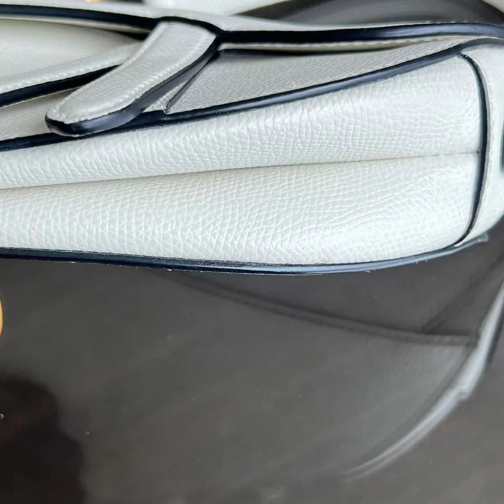 *With Strap, Caviar* Dior Saddle Small 21CM Caviar White GHW