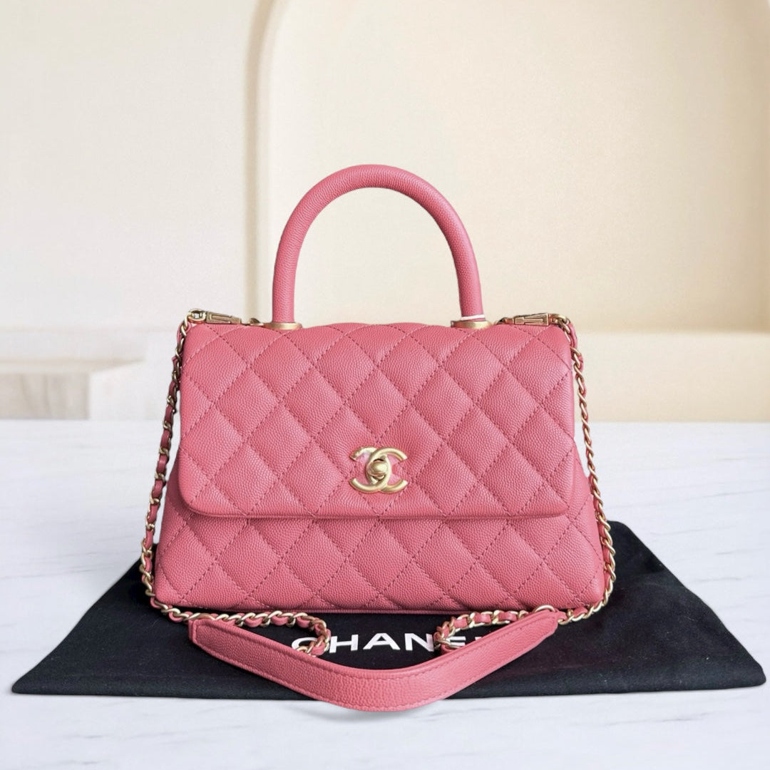 Chanel Coco Handle Small - Caviar Quitled Pink Gold Hardware Series 27