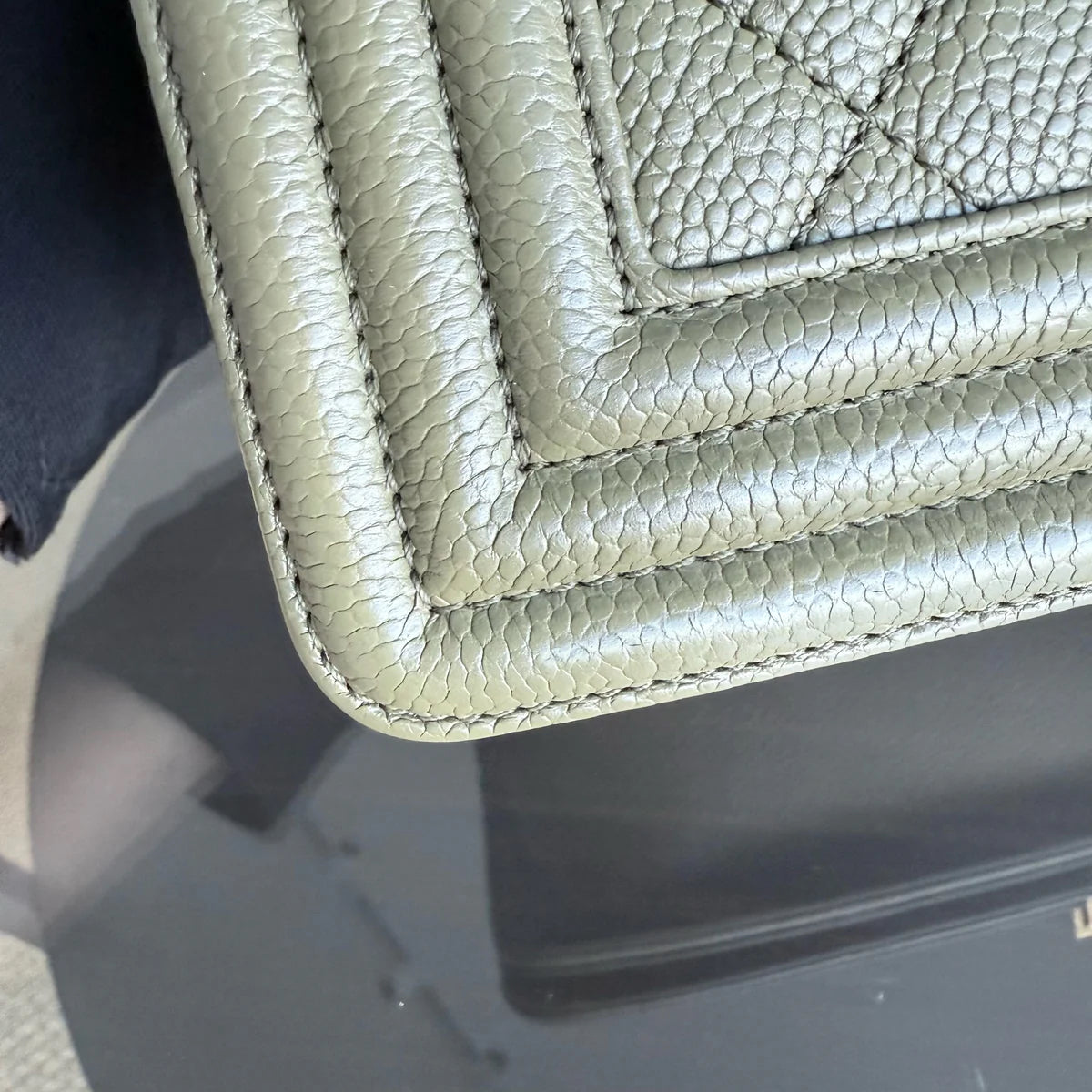 Chanel Boy Medium - Caviar 25CM Quilted Green Gold Hardware Series 23