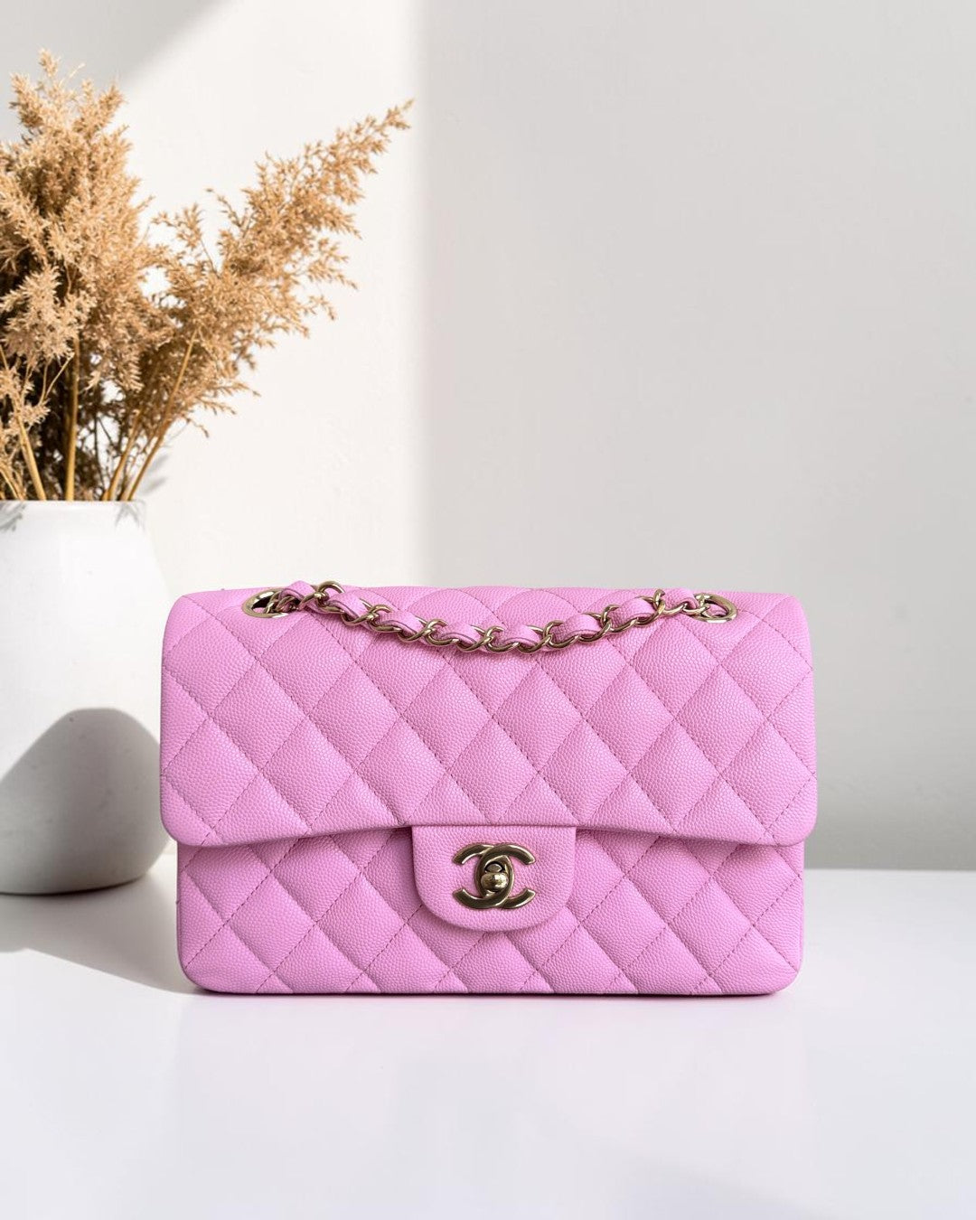 Chanel Classic Flap Small - Caviar 23CM Quilted Barbie Pink Light Gold Hardware Microchip