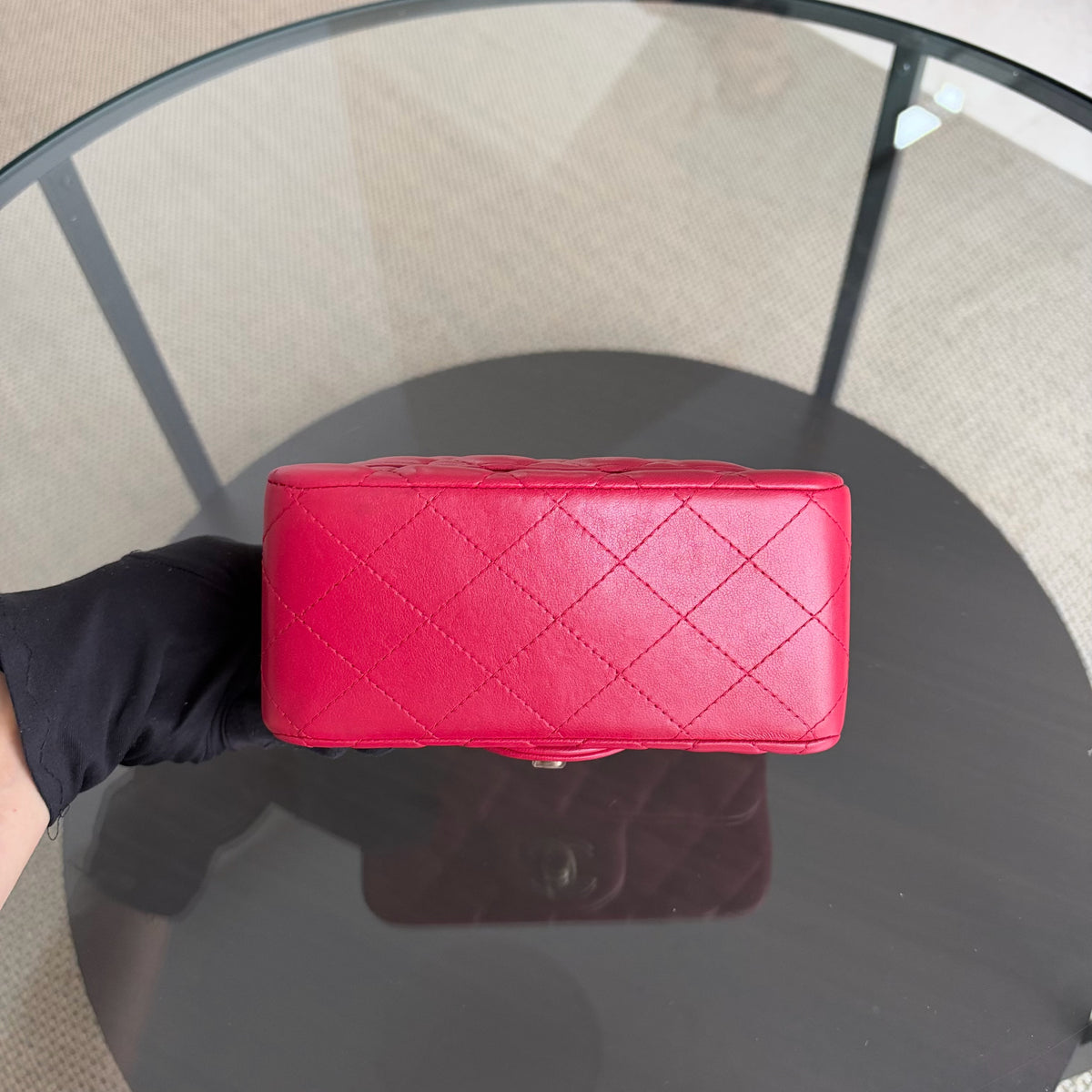 Chanel Classic Flap Mini Square - 17CM Quilted Lambskin Red Gold Hardware Series 23