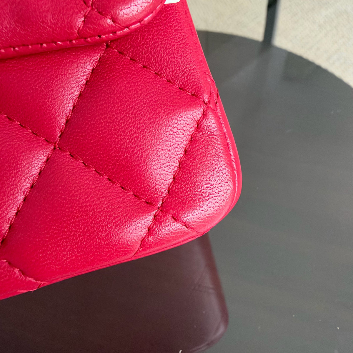 Chanel Classic Flap Mini Square - 17CM Quilted Lambskin Red Gold Hardware Series 23