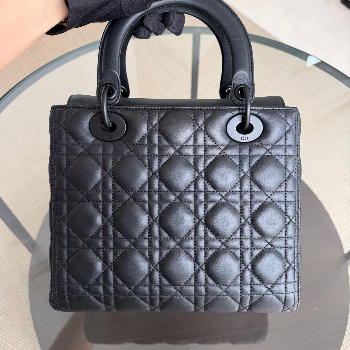*Flap Open* Dior Lady Medium - Calfskin So Black Black Hardware