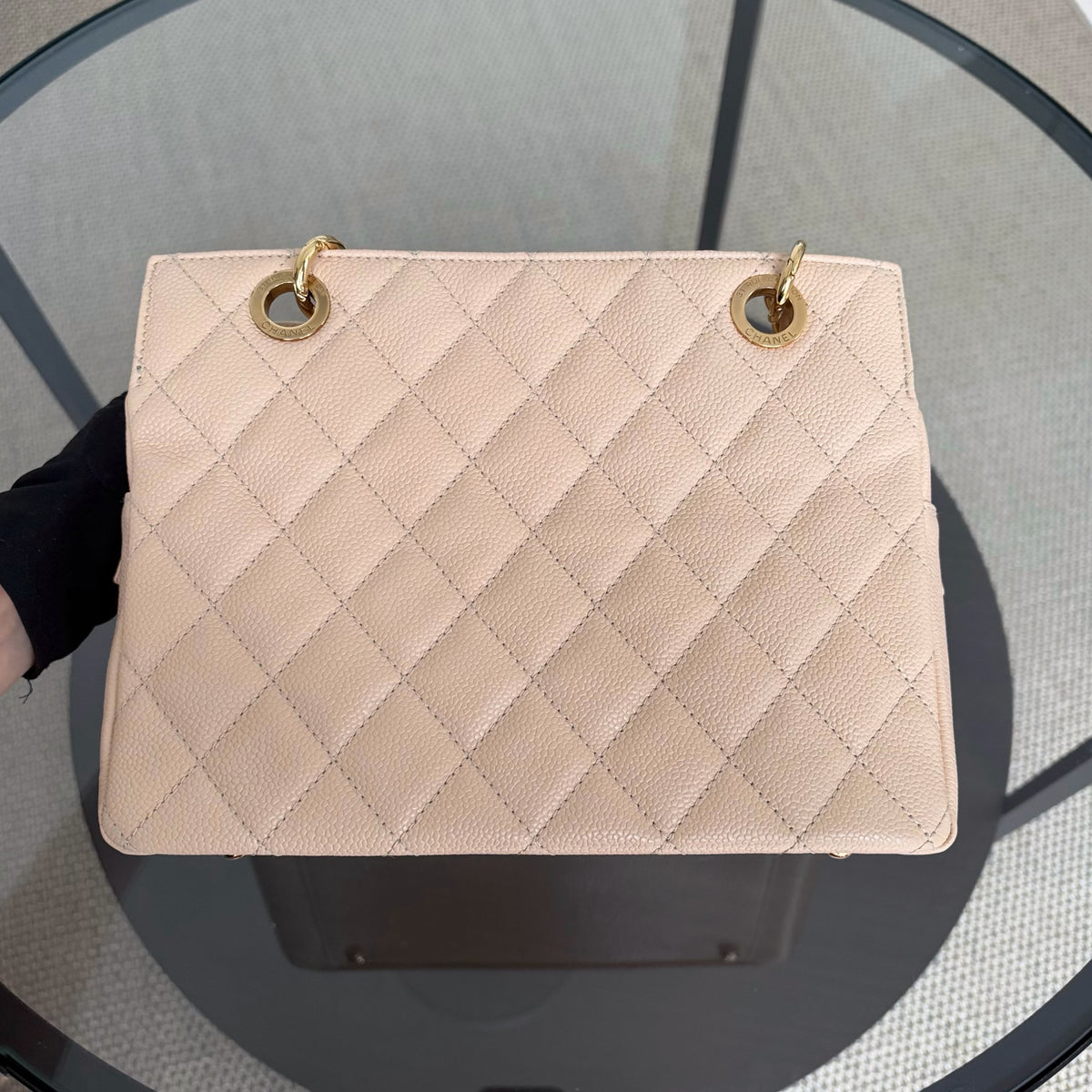 Chanel Petite Timeless Tote - PTT Caviar Quilted Biege Gold Hardware Series 15