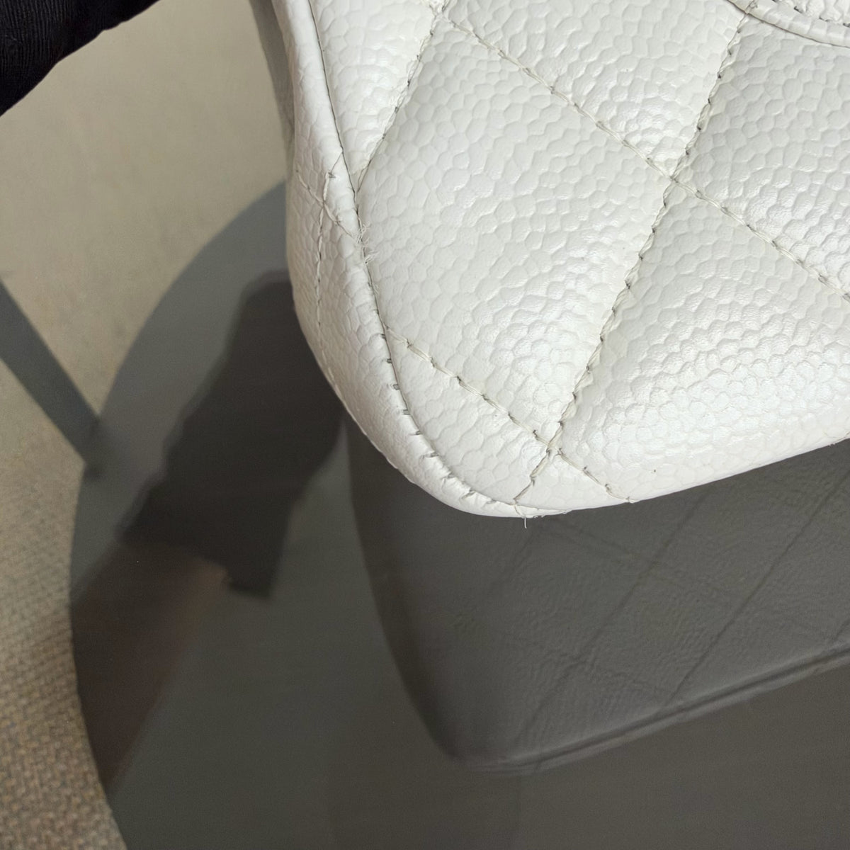 Chanel Classic Flap Jumbo - Caviar 30CM Single Flap Quilted White Silver Hardware