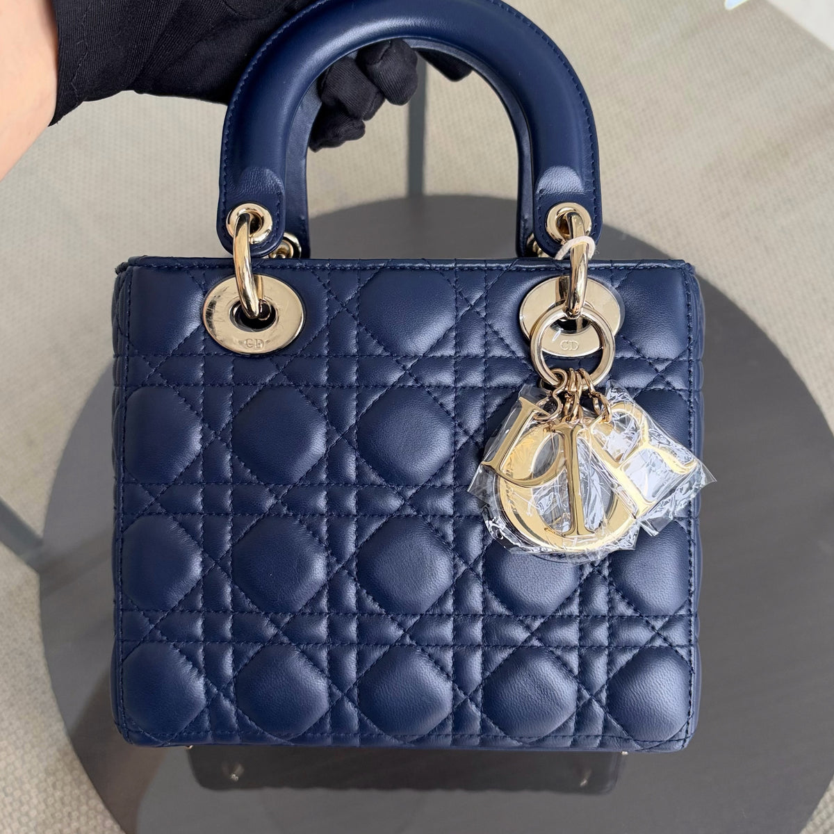 Dior Lady Small - Cannage Lambskin Dark Blue Gold Hardware