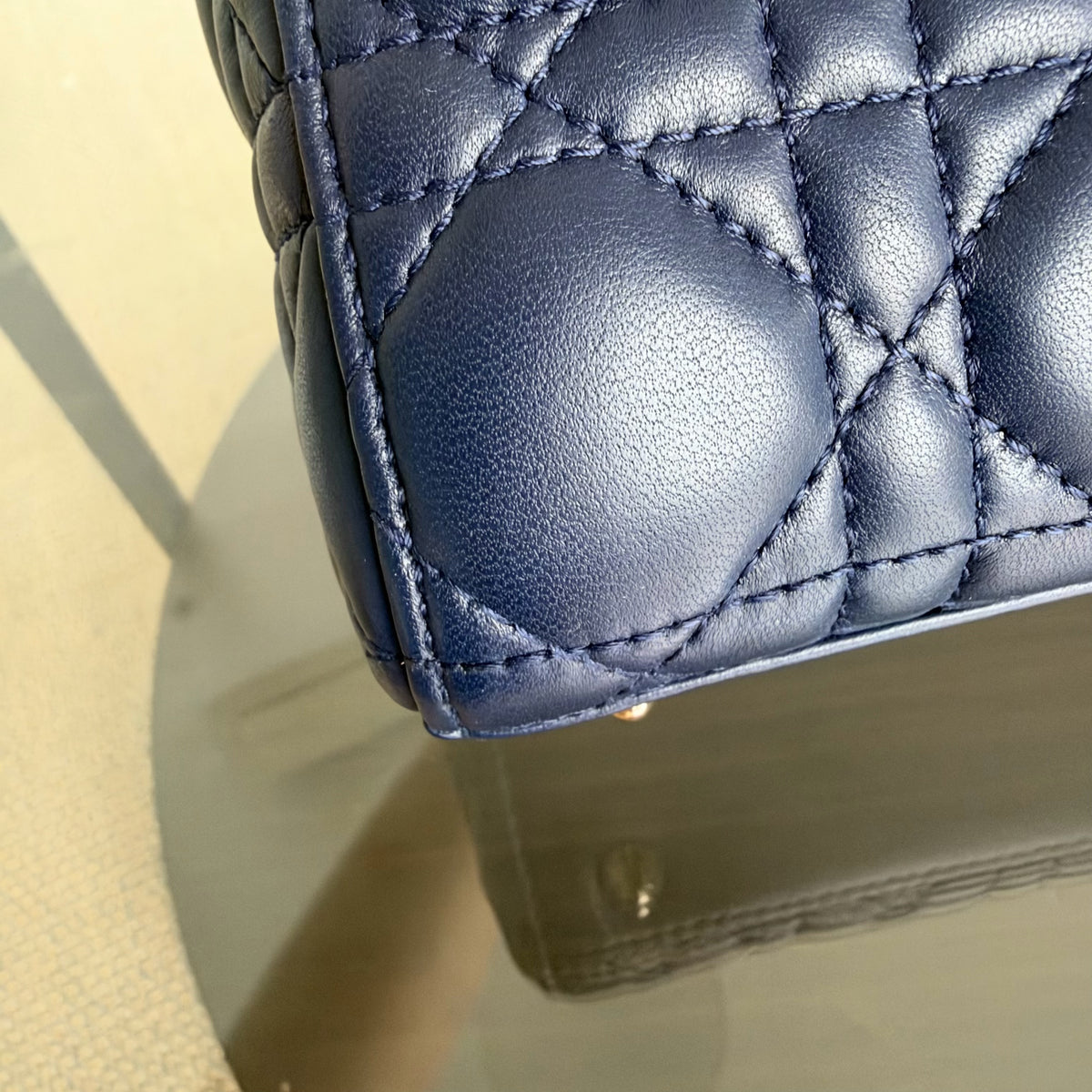Dior Lady Small - Cannage Lambskin Dark Blue Gold Hardware