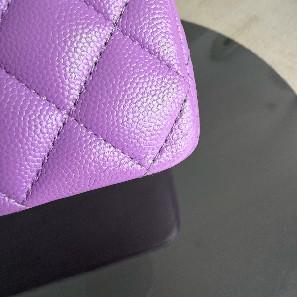 Chanel Classic Flap Medium - Caviar 25CM Quilted Purple Gold Hardware Microchip