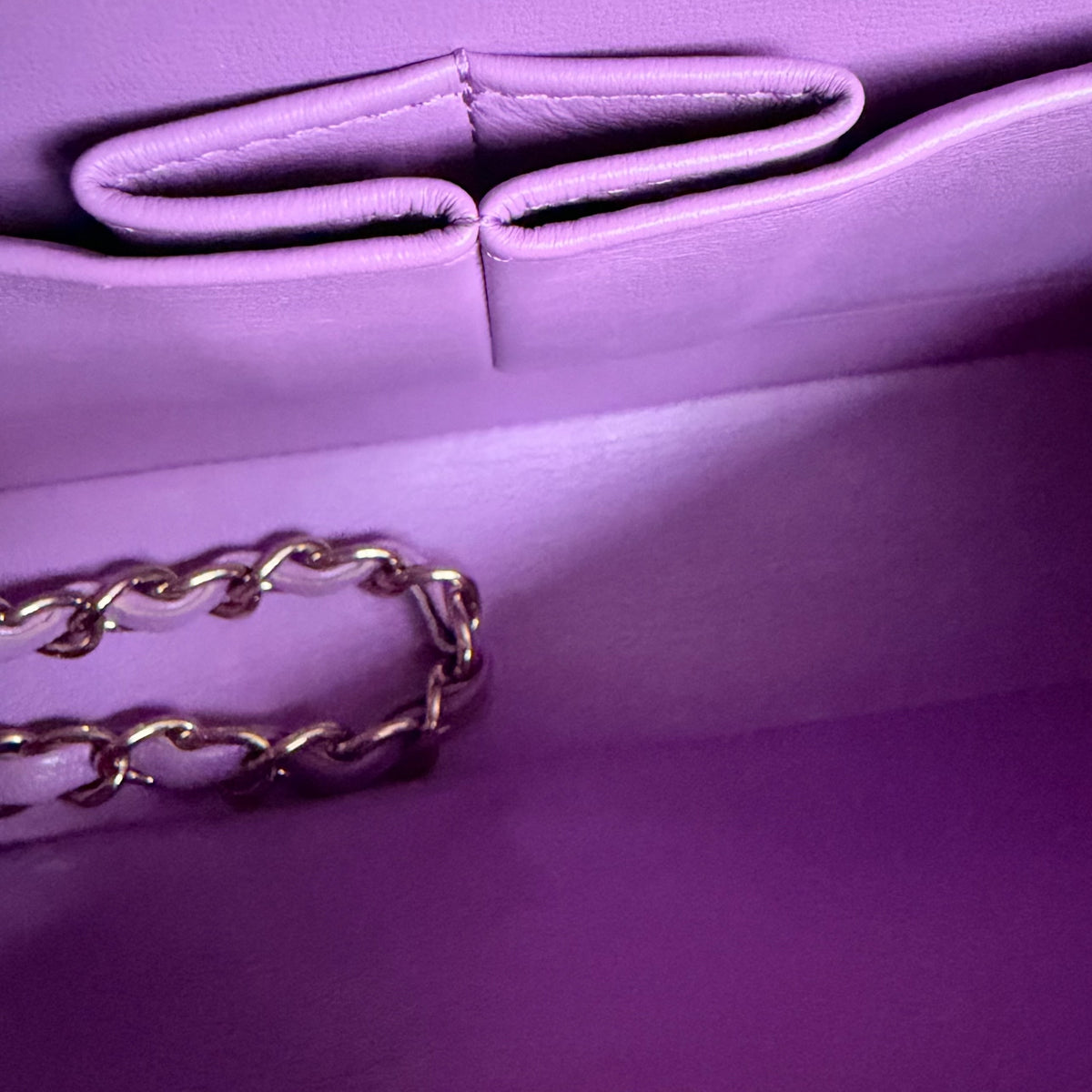 Chanel Classic Flap Medium - Caviar 25CM Quilted Purple Gold Hardware Microchip