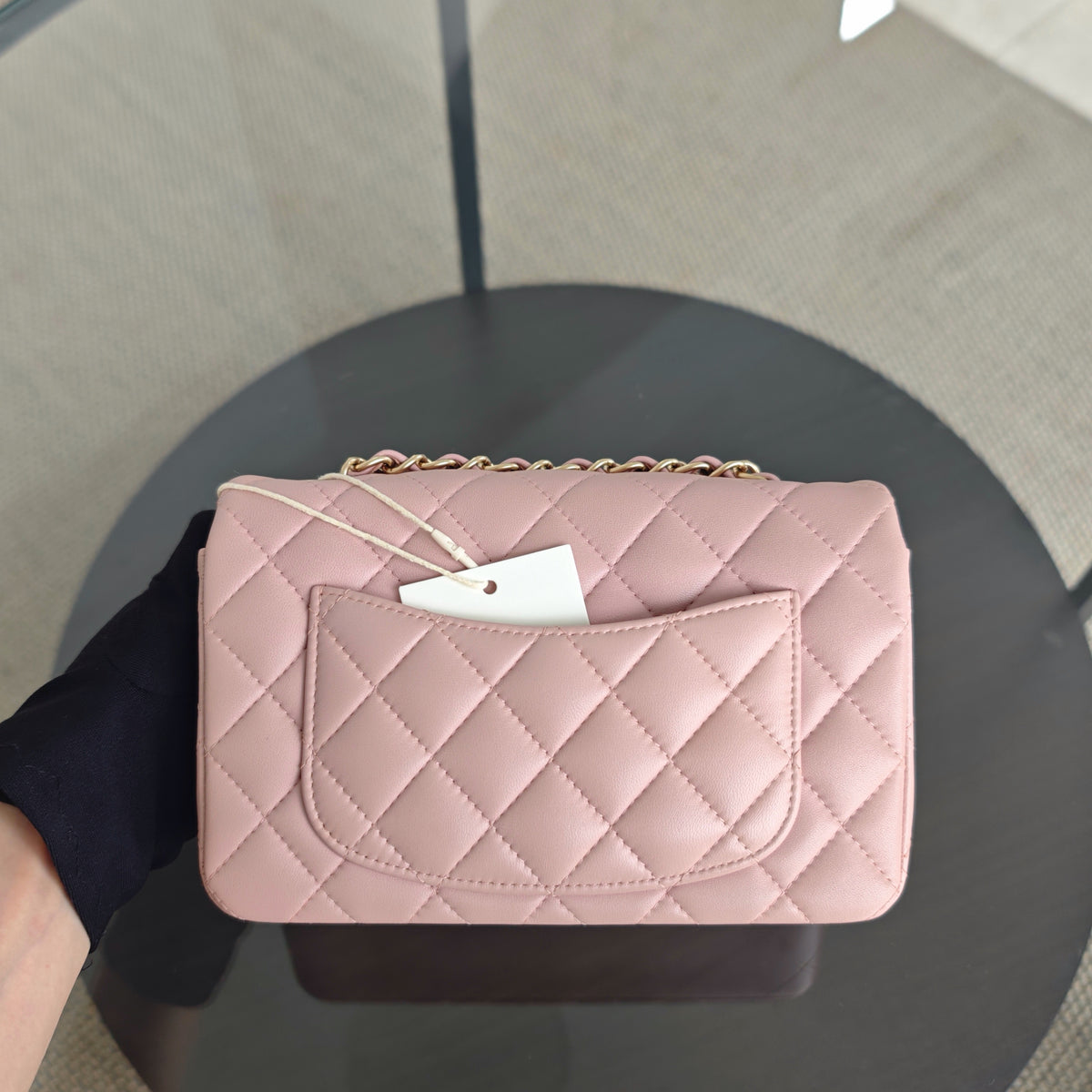 Chanel Mini Rectangle Classic Flap - 20CM Lamskin Quilted Light Pink Gold Hardware Series 20