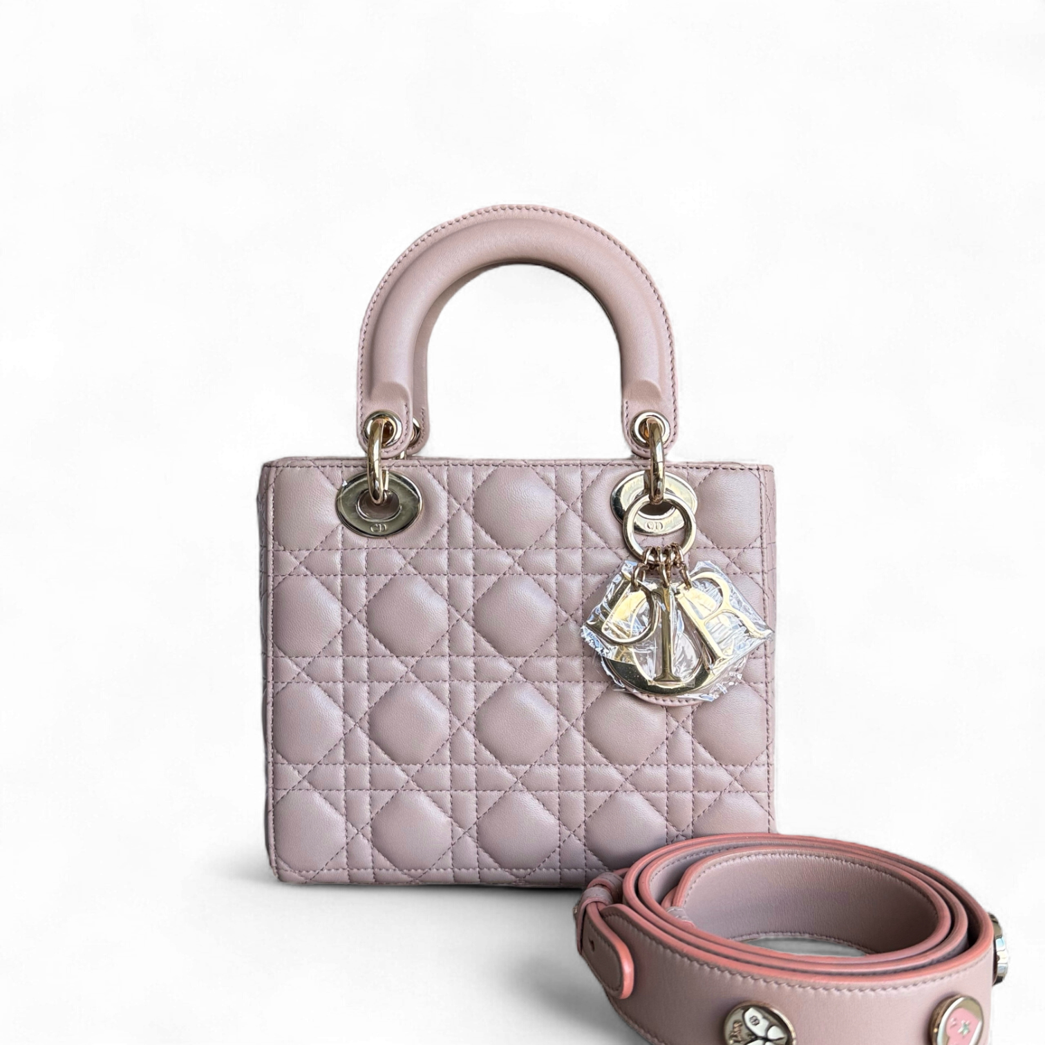 Dior Lady Small Flap - Cannage Lambskin Blush Pink Gold Hardware