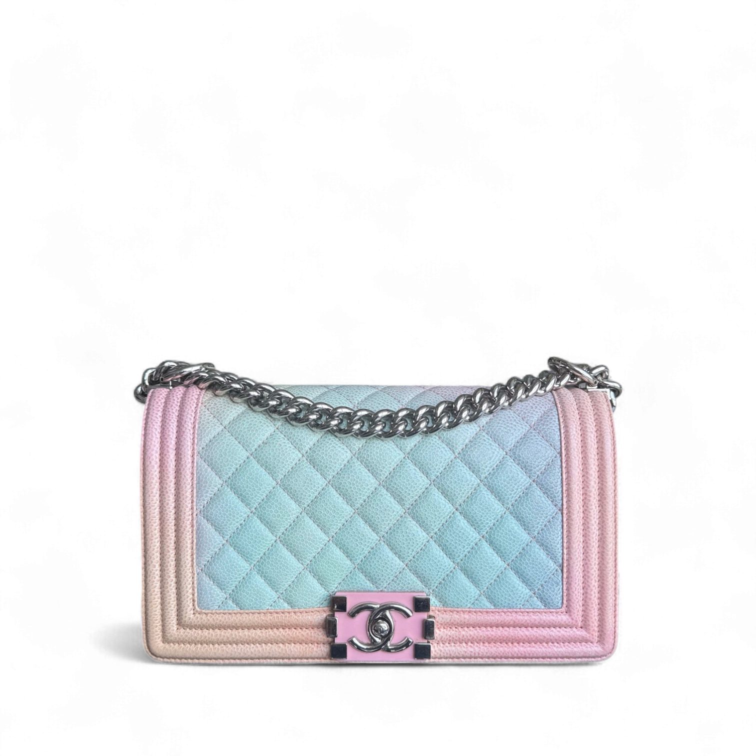 Chanel Boy Medium - Caviar 25CM Quilted Grained Calfskin Rainbow Limited Edition Series 25