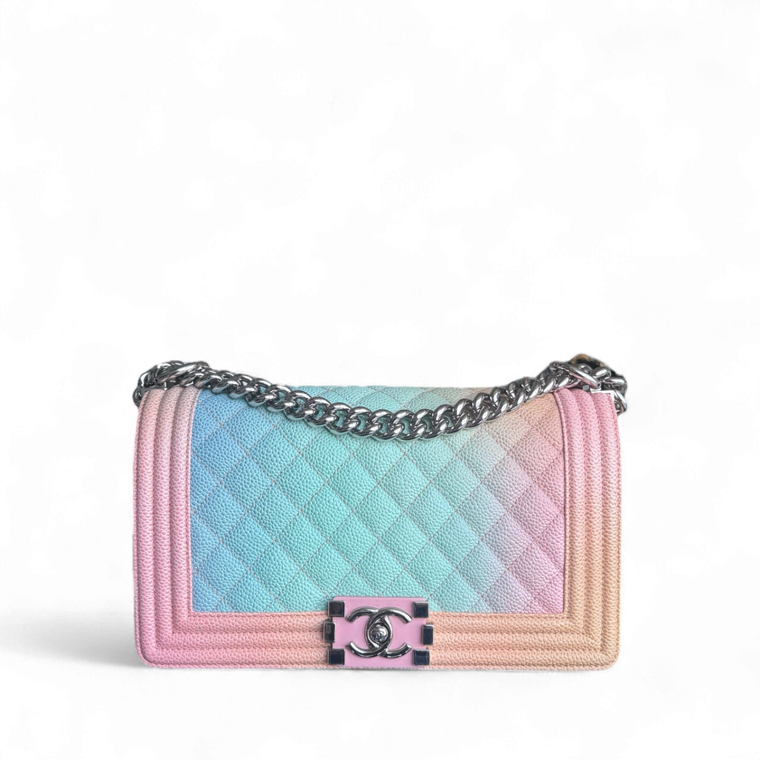 Chanel Boy Medium - Caviar 25CM Quilted Grained Calfskin Rainbow Limited Edition Series 25