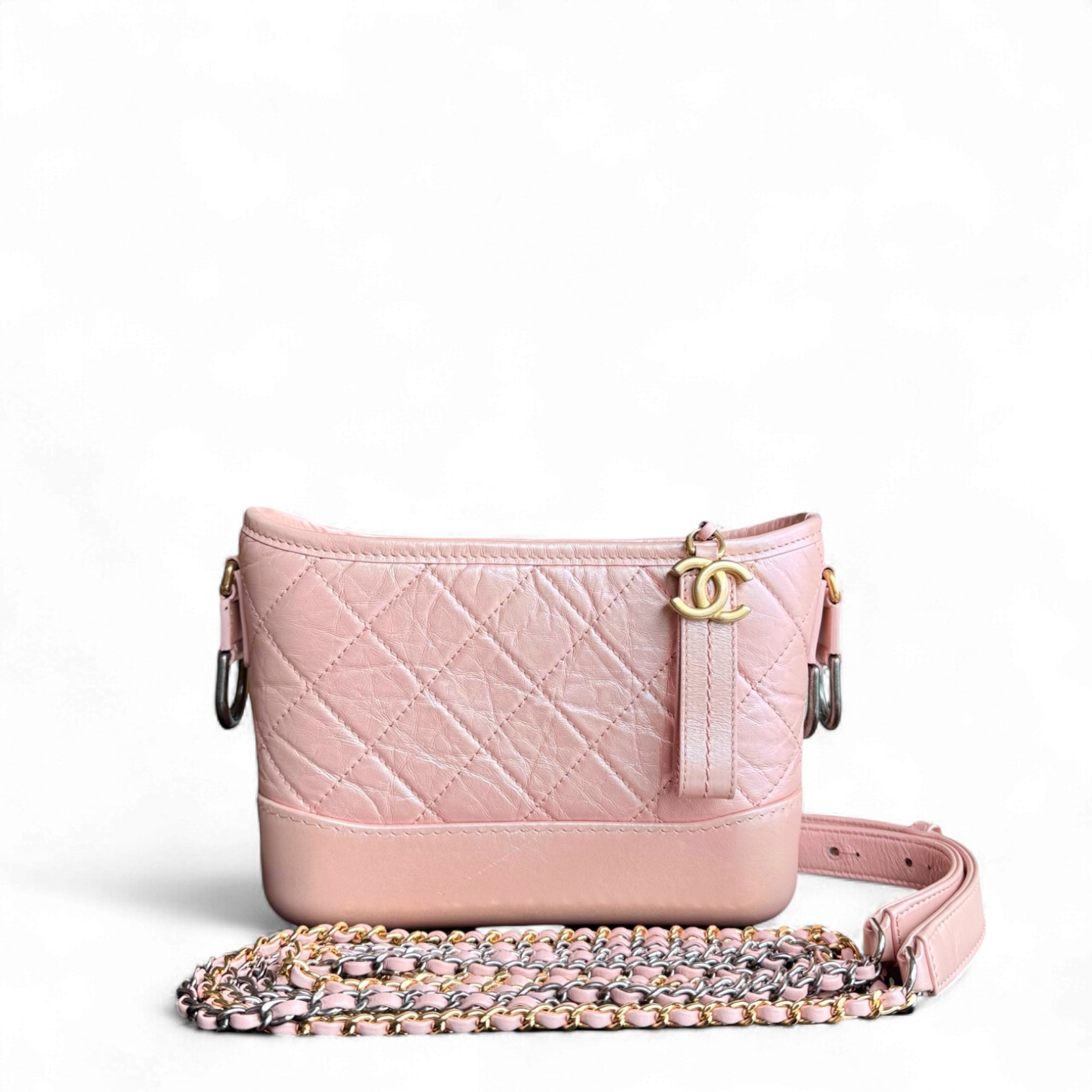 Chanel Gabrielle Small - Quilted Irridescent Pink Calfskin Gold Hardware Series 27