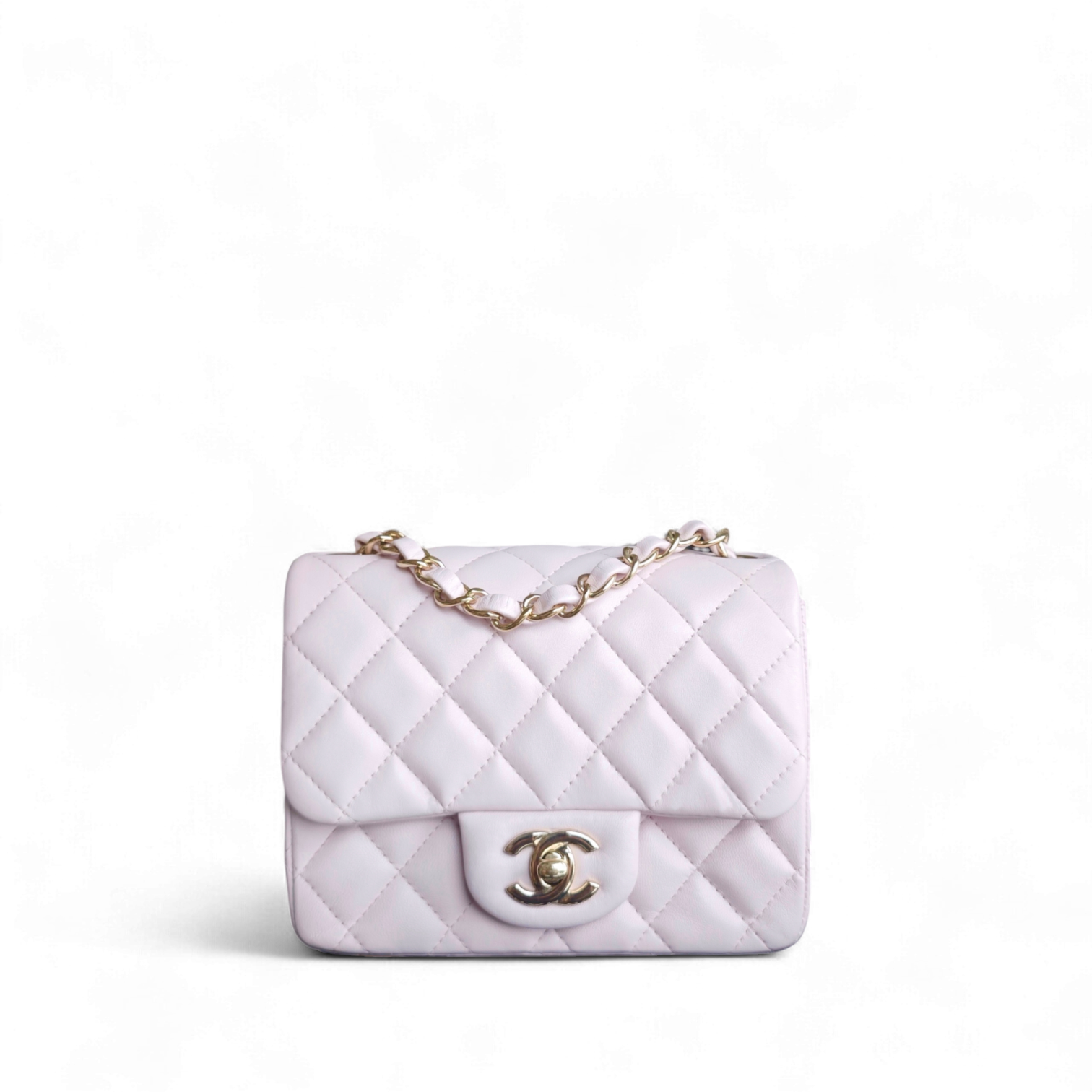 Chanel Classic Flap Mini Square - 17CM Quilted Lambskin Light Pink Gold Hardware Series 23