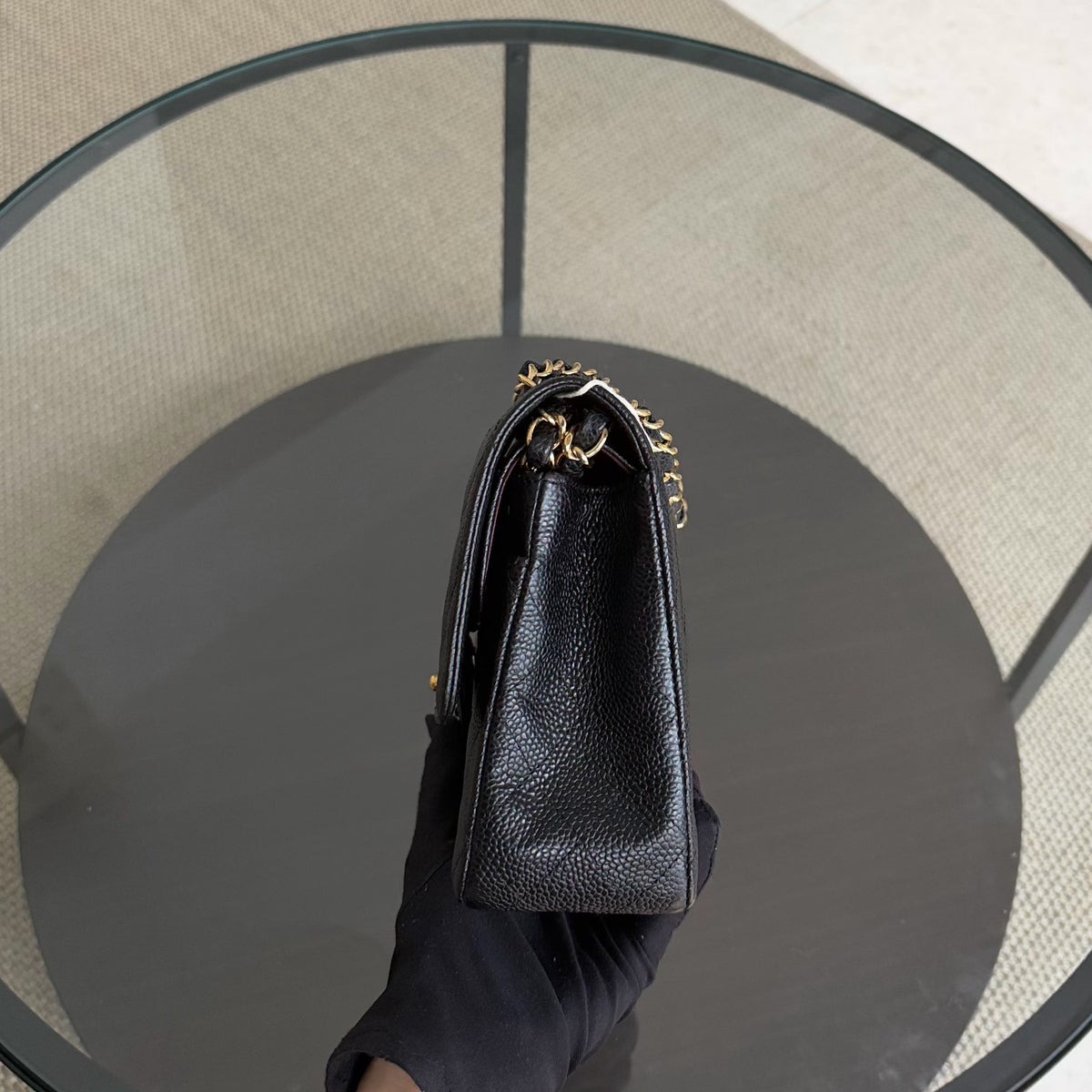 Chanel Classic Flap Medium - 25CM Quilted Caviar Black Gold Hardware Series 17