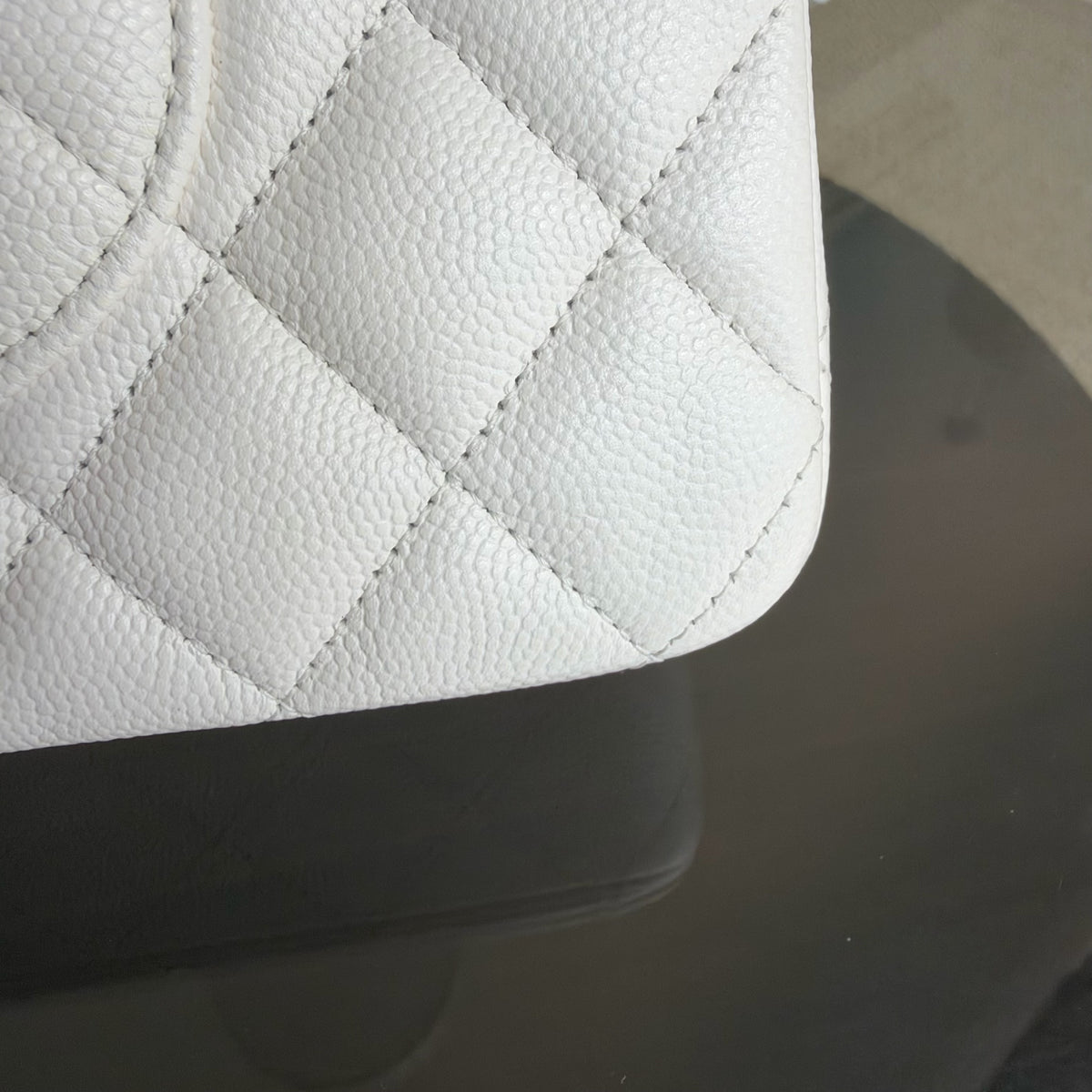 Chanel Classic Flap Medium - Caviar Quilted White Gold Hardware Series 29