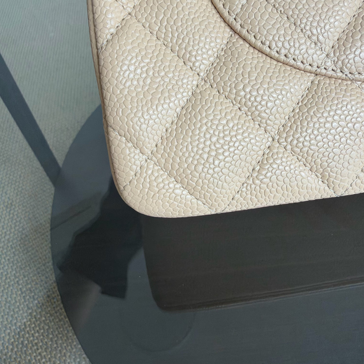 Chanel Classic Flap Jumbo - Caviar 30CM Single Flap Quilted Beige Gold Hardware Series 13