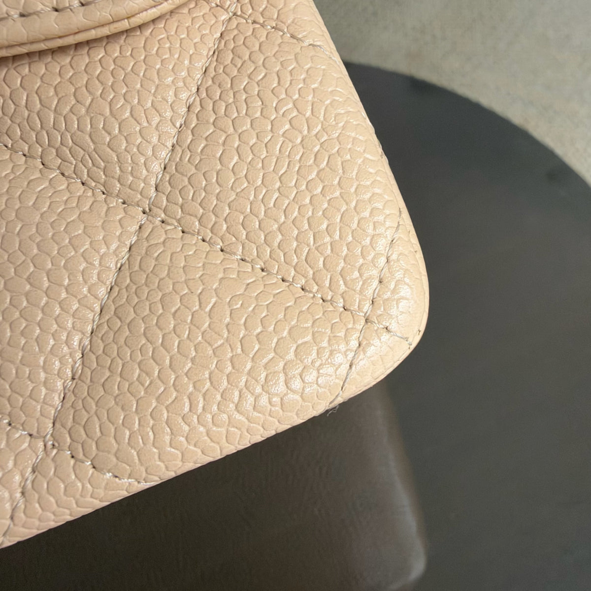 Chanel Classic Flap Jumbo - Caviar 30CM Single Flap Quilted Beige Gold Hardware Series 13