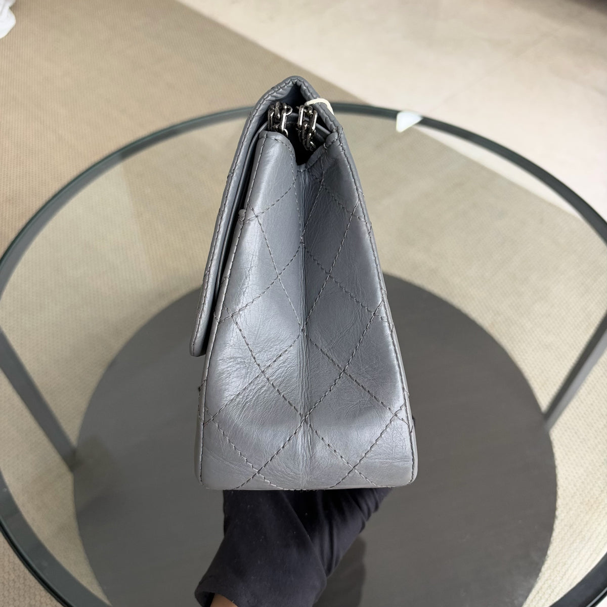 Chanel 2.55 Reissue 227 - Quilted Aged Calfskin Gray Grey Ruthenium Silver Hardware Series 12