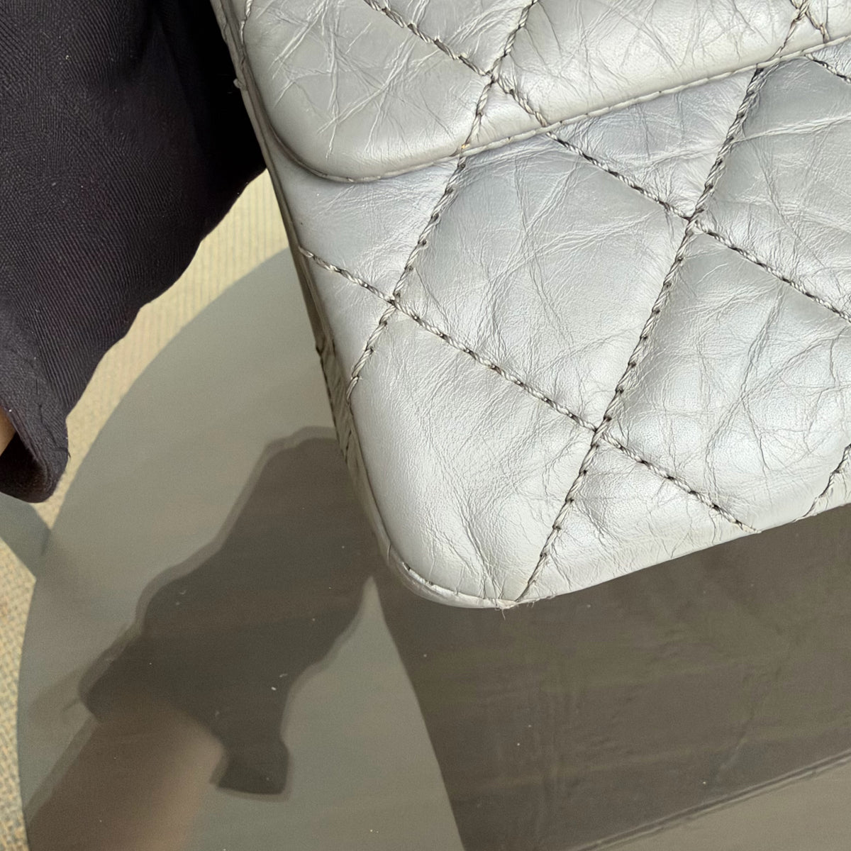 Chanel 2.55 Reissue 227 - Quilted Aged Calfskin Gray Grey Ruthenium Silver Hardware Series 12