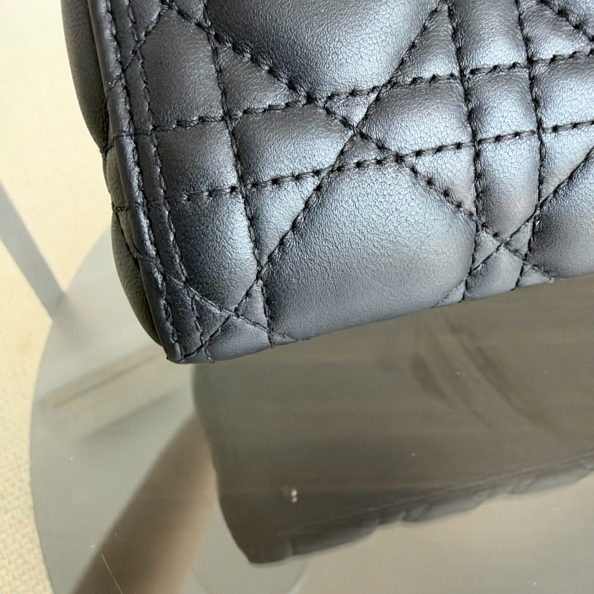 Dior Lady Medium - Flap Open Cannage Lambskin Black Gold Hardware