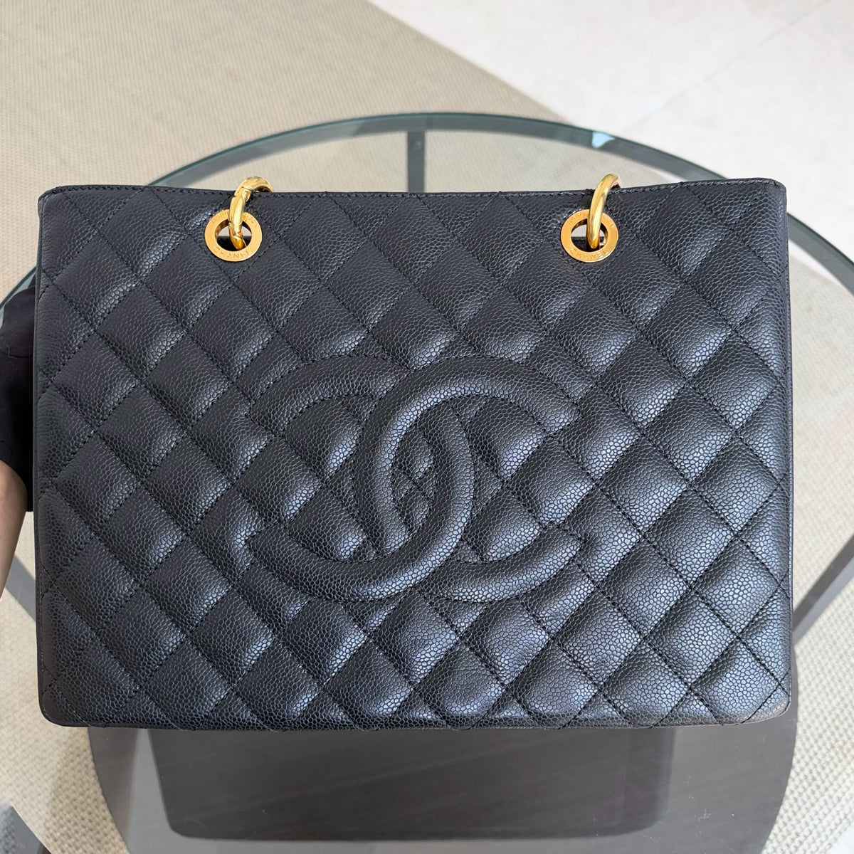 Chanel GST Grand Shopping Tote - Caviar Quilted Black Gold Hardware