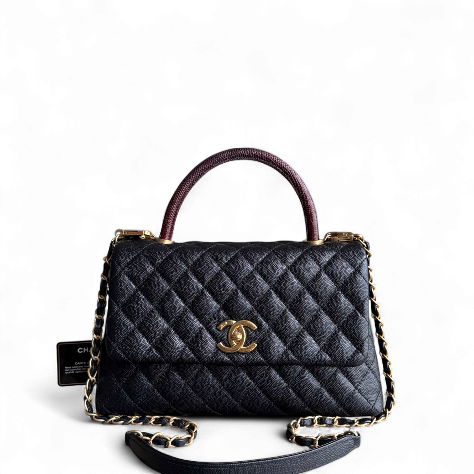 Chanel Coco Handle Medium - Caviar 29CM Quilted Black Gold Hardware Series 23
