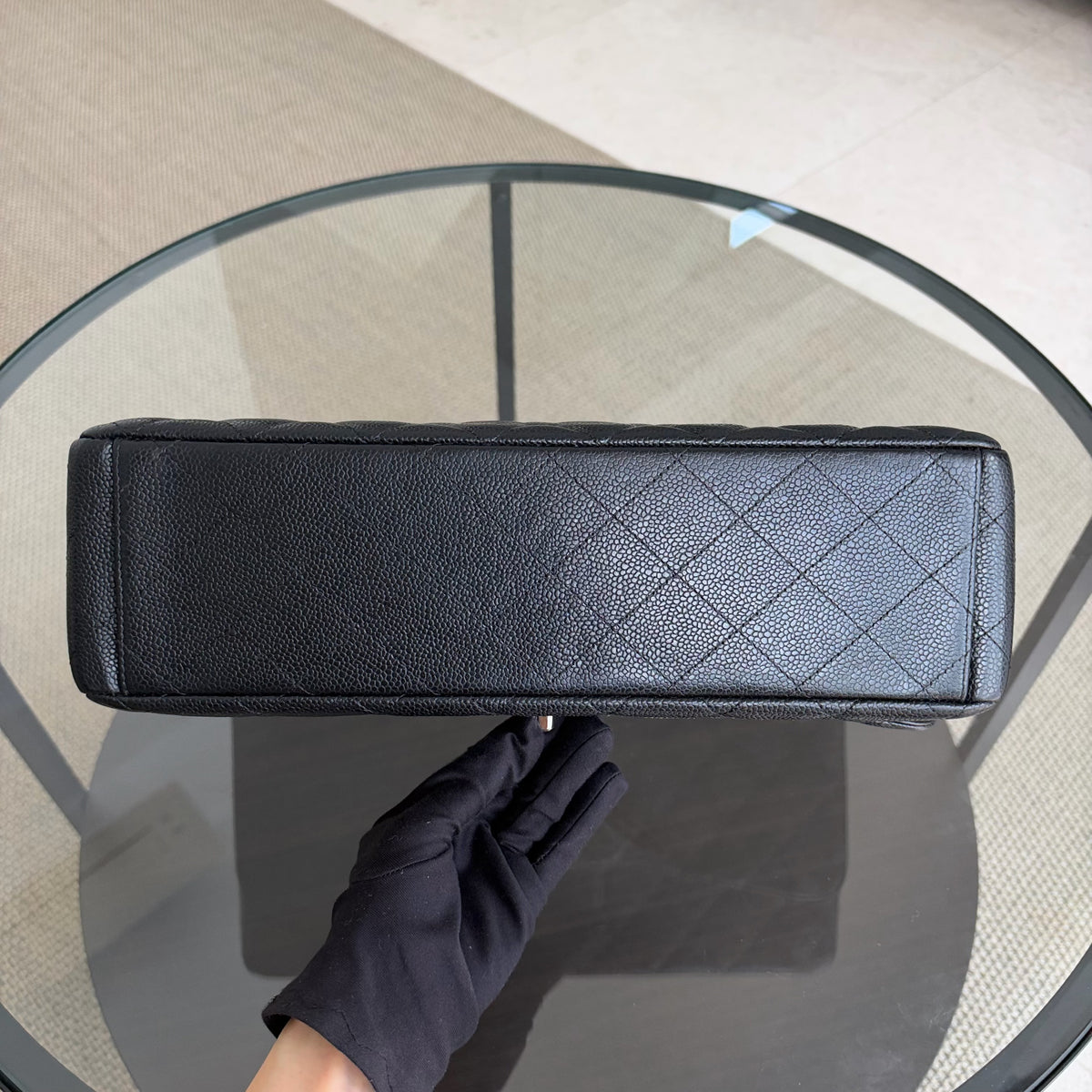 Chanel Classic Flap Maxi - Caviar 33CM Double Flap Black Silver Hardware Series 15