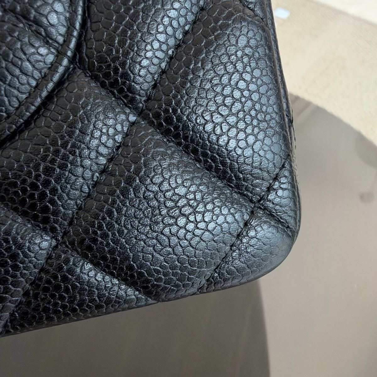 Chanel Classic Flap Jumbo - Caviar 30CM Single Flap Quilted Black Gold Hardware Series 13