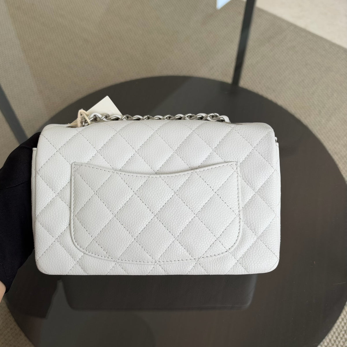 Chanel Mini Rectangle Classic Flap - 20CM Caviar Quilted White Silver Hardware Series 18