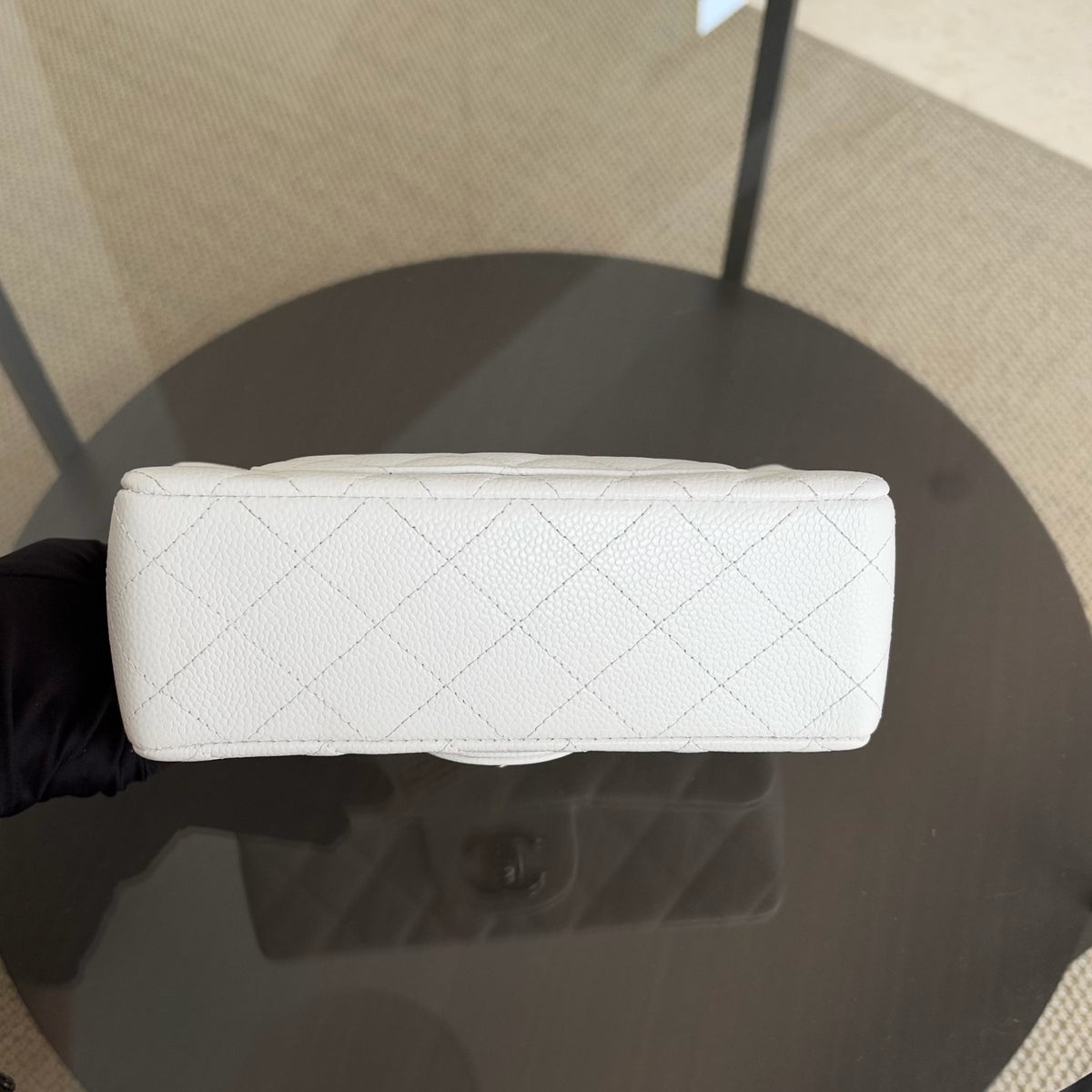 Chanel Mini Rectangle Classic Flap - 20CM Caviar Quilted White Silver Hardware Series 18