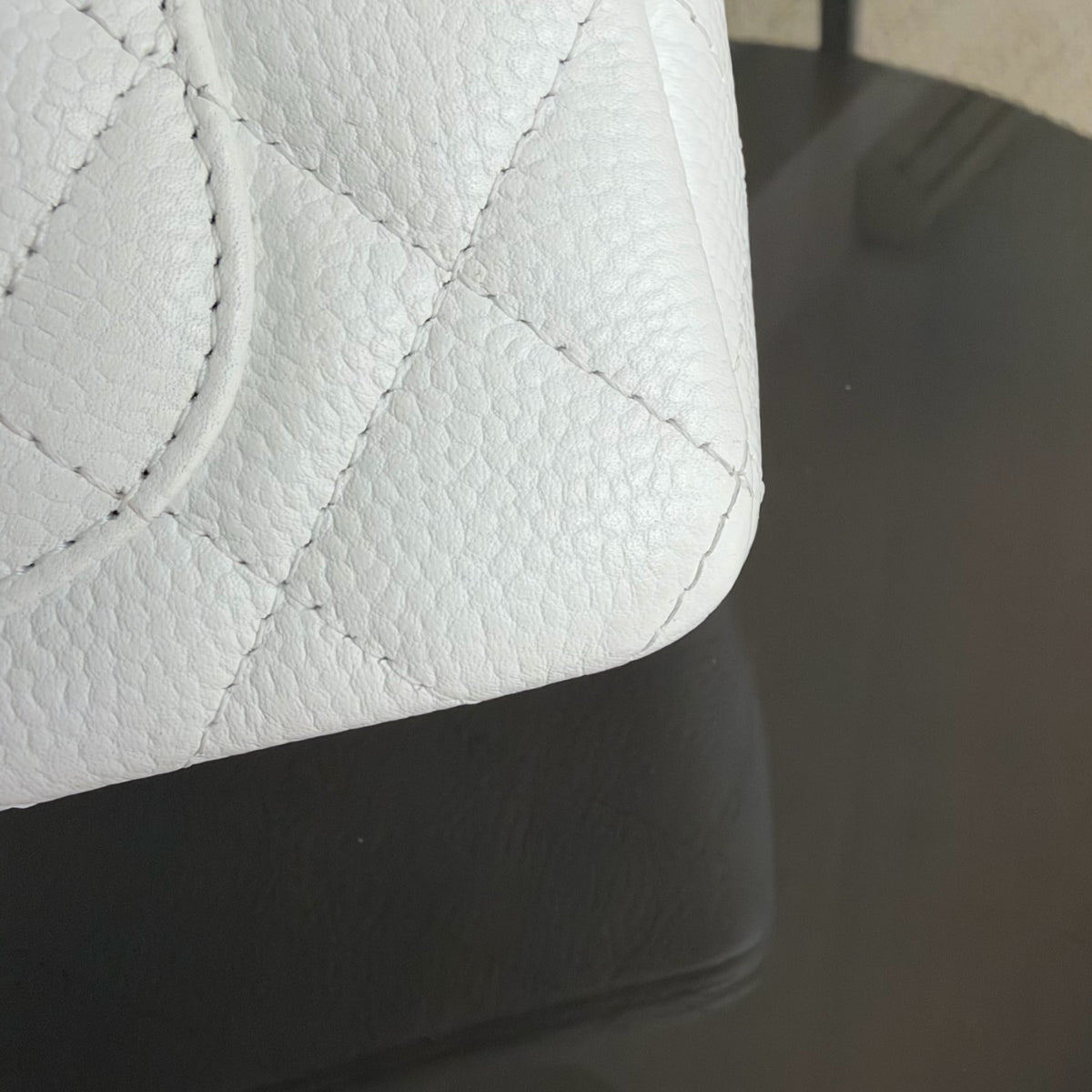 Chanel Mini Rectangle Classic Flap - 20CM Caviar Quilted White Silver Hardware Series 18