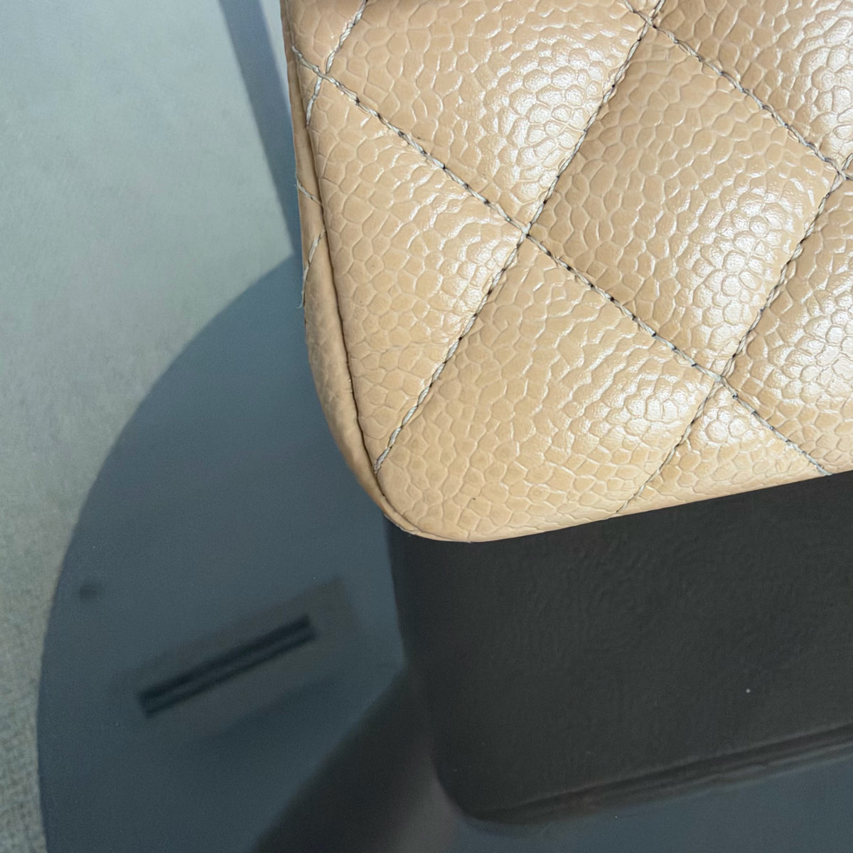 Chanel Classic Flap Small - Caviar 23CM Quilted Dark Beige Gold Hardware Microchip