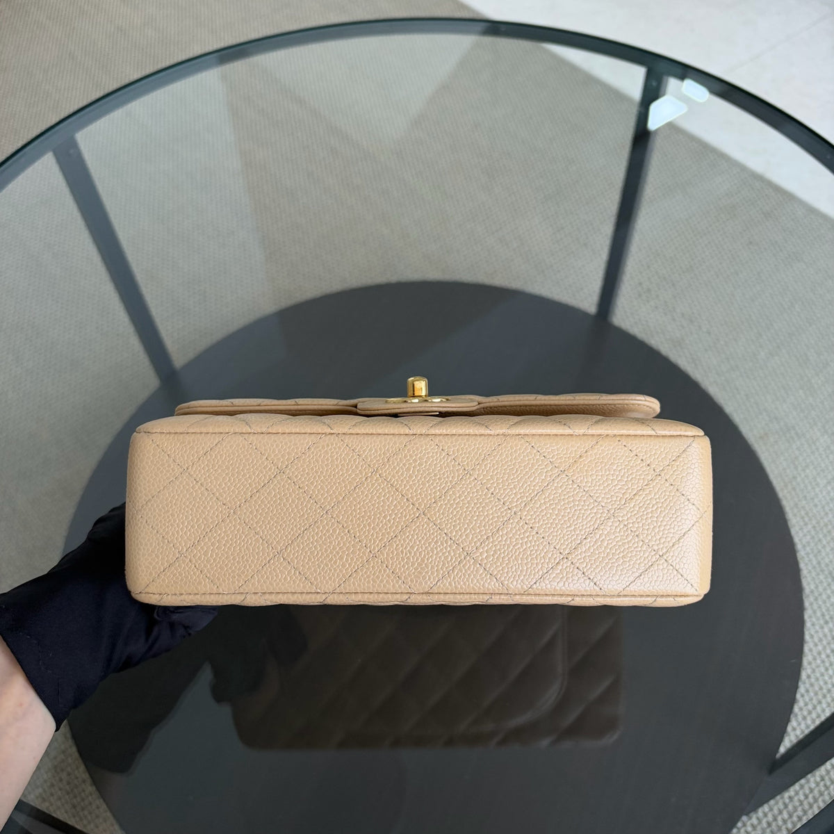 Chanel Classic Flap Small - Caviar 23CM Quilted Dark Beige Gold Hardware Microchip