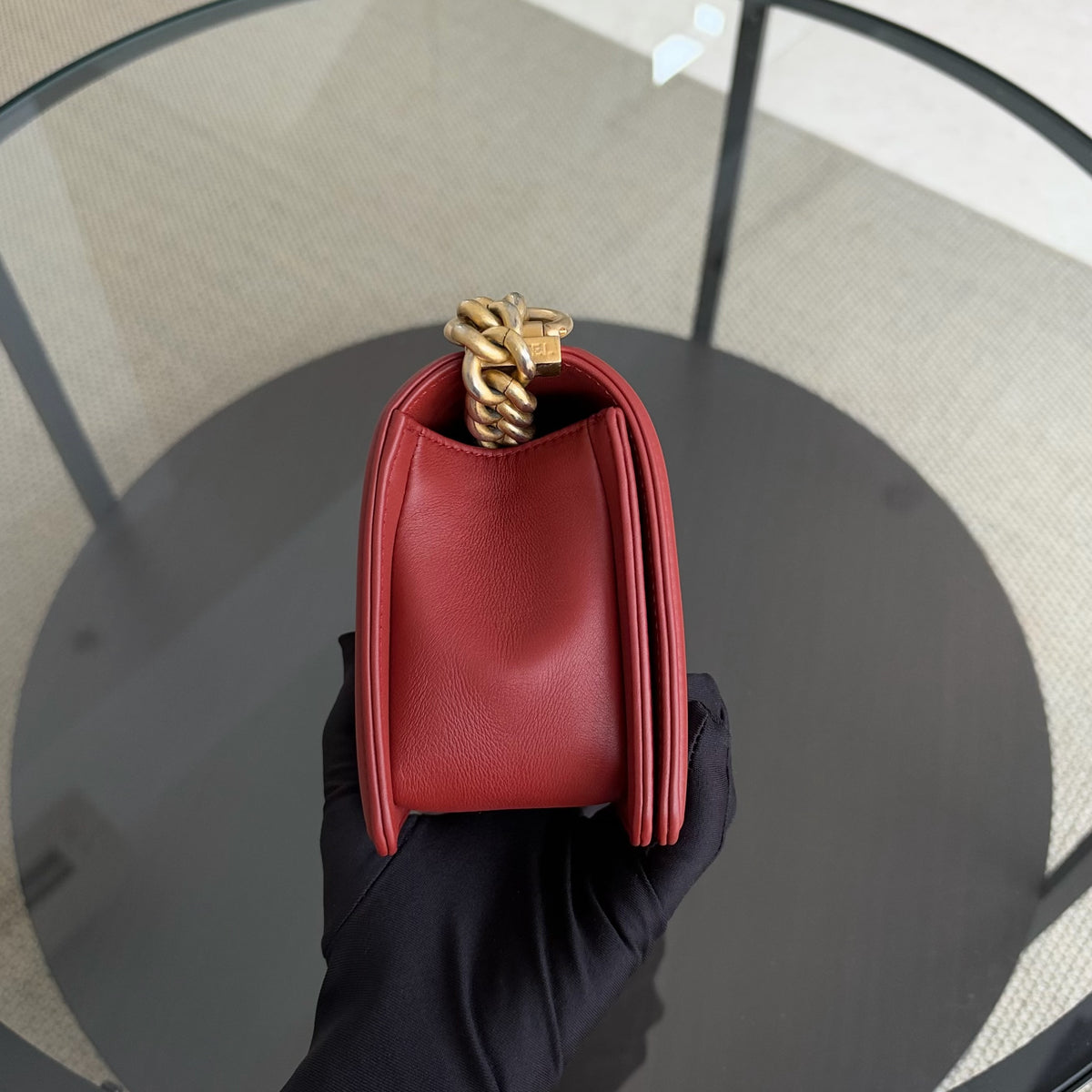 Chanel Boy Small - Calfskin 20CM Quilted Red Gols Hardware Series 26