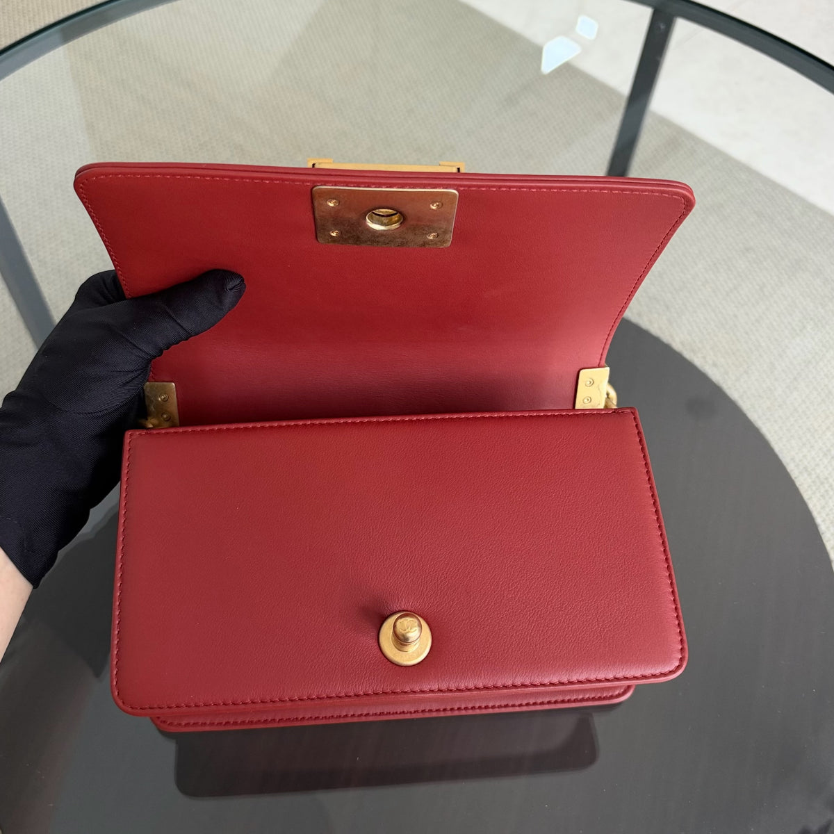 Chanel Boy Small - Calfskin 20CM Quilted Red Gols Hardware Series 26