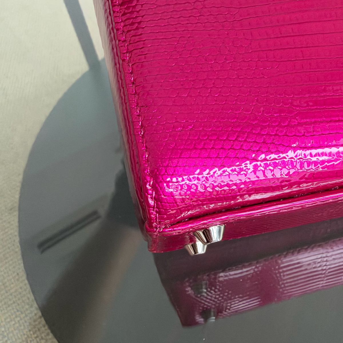 Dior Lady Mini - Exotic Pink Lizard Silver Hardware