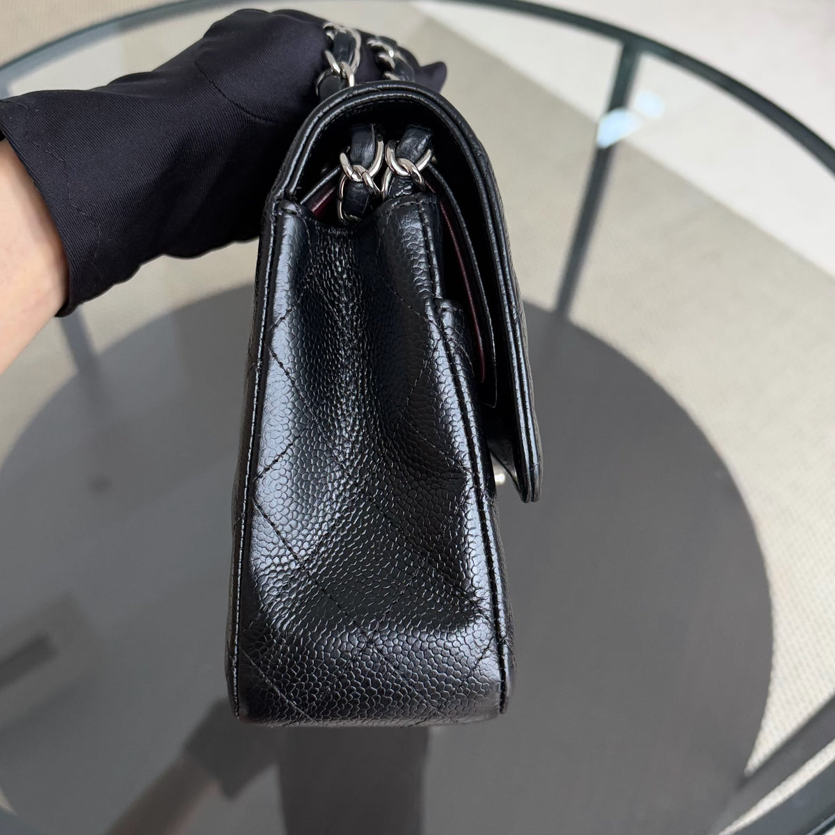 Chanel Classic Flap Medium - Caviar 25CM Quilted Black Silver Hardware Series 21