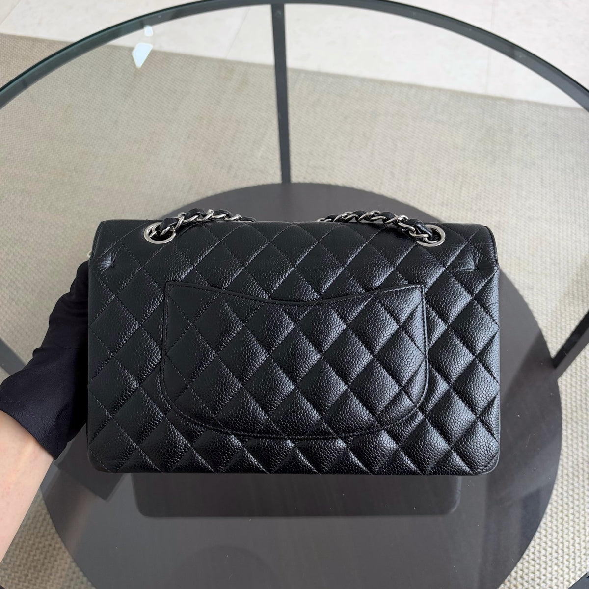Chanel Classic Flap Medium - Caviar 25CM Quilted Black Silver Hardware Series 21