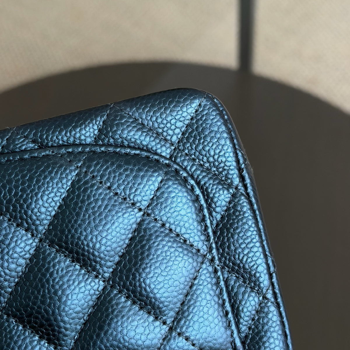 Chanel Classic Flap Mini Square - Caviar Quilted Dark Blue Gold Hardware Series 25