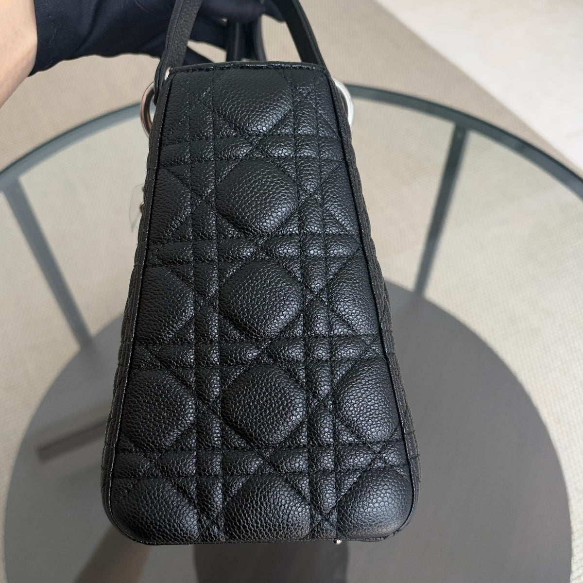 Dior Lady Medium - Cannage Caviar Black Silver Hardware