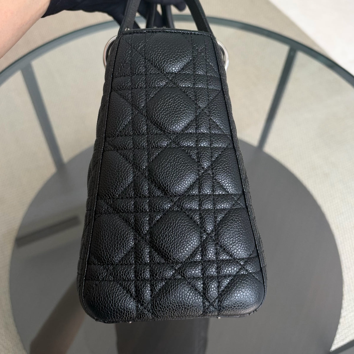 Dior Lady Medium - Cannage Caviar Black Silver Hardware